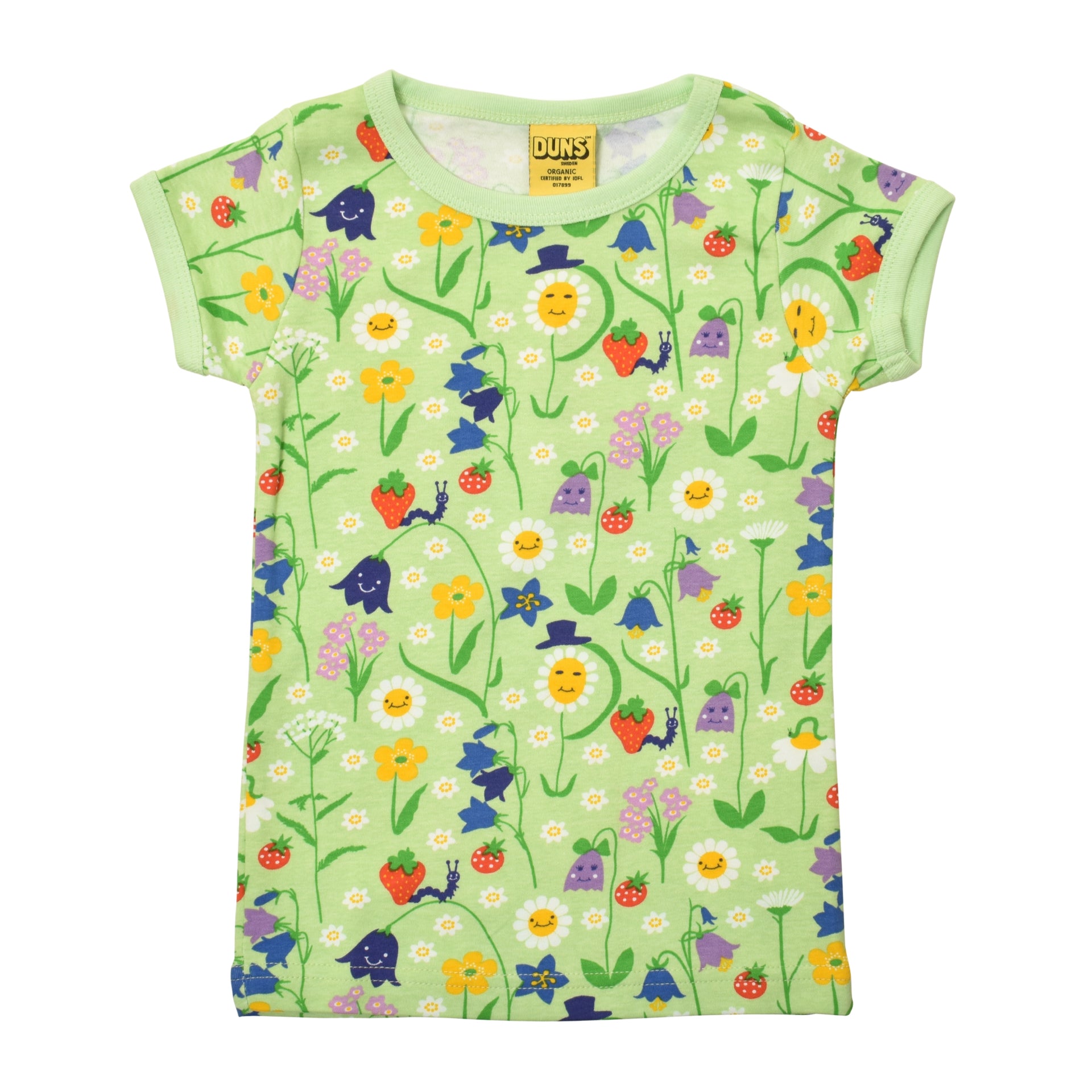 DUNS Sweden Top SS Happy Flower Patina Green