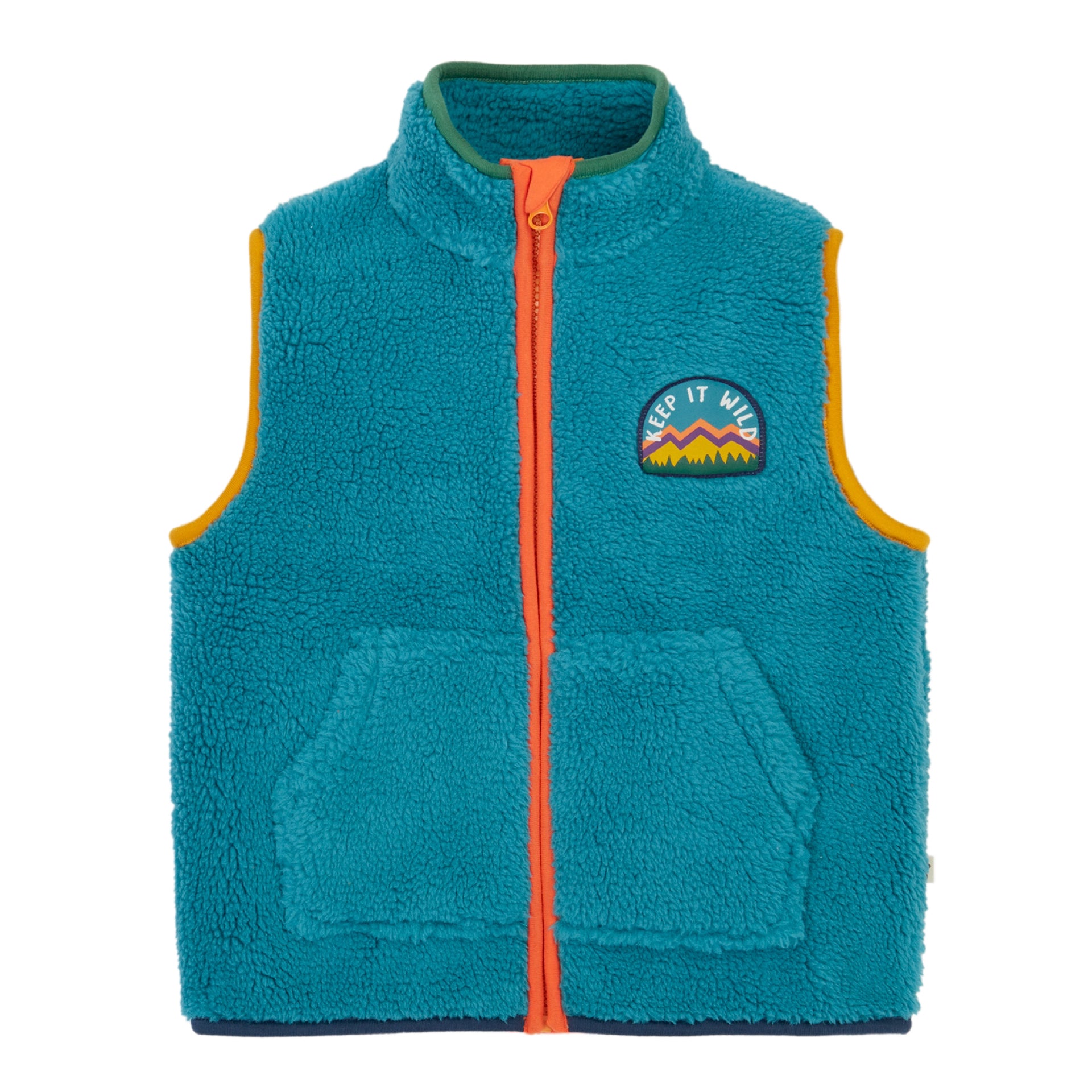 Frugi Bude Borg Gilet Boat Blue/Mushroom