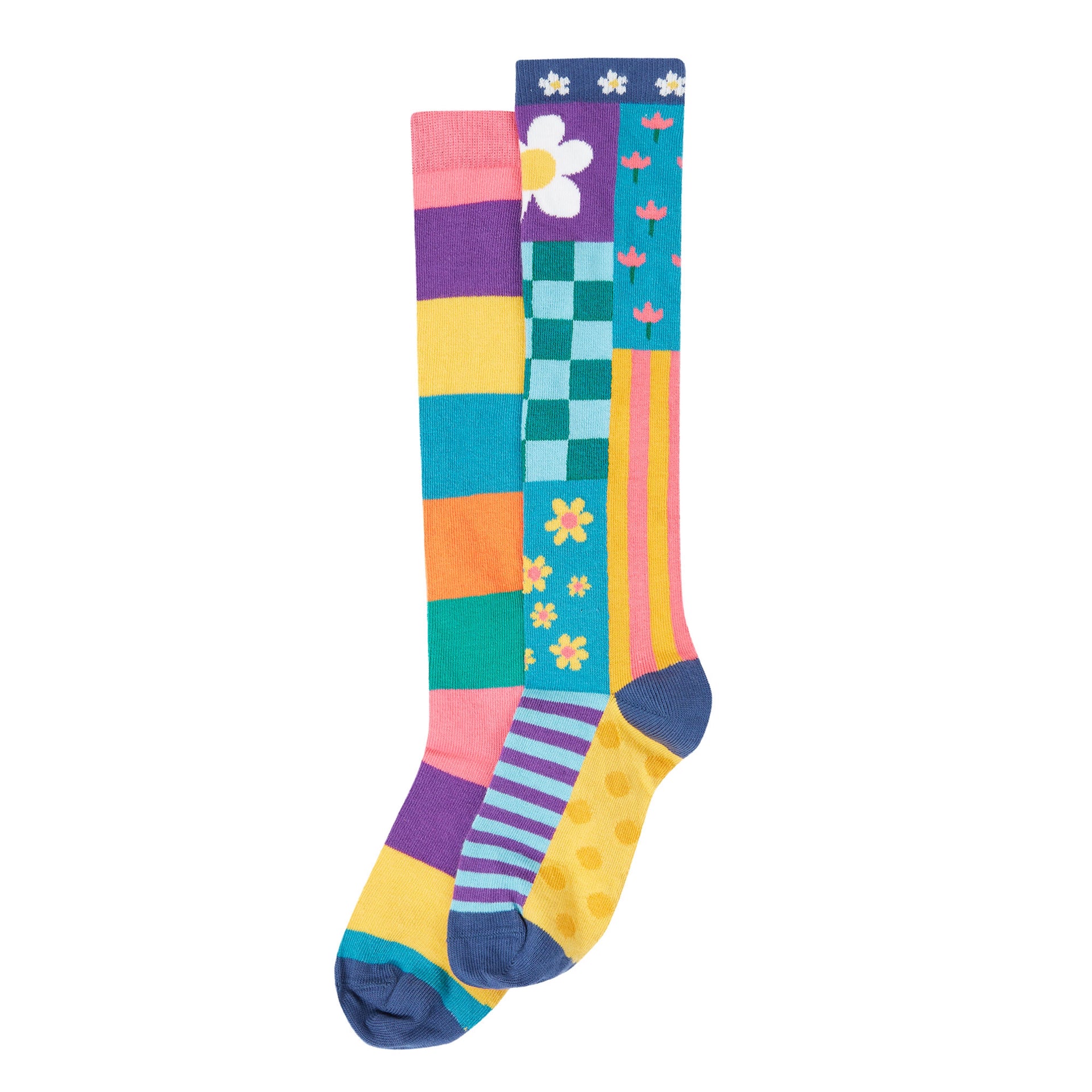 Frugi Hygge Knee High Socks Patchwork (2 Pack)