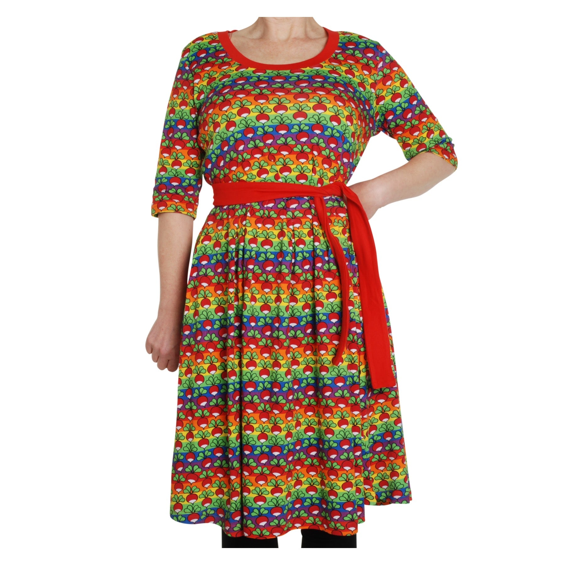 DUNS Sweden Dress Scoop U Neck Radish Rainbow Stripe (Adult)