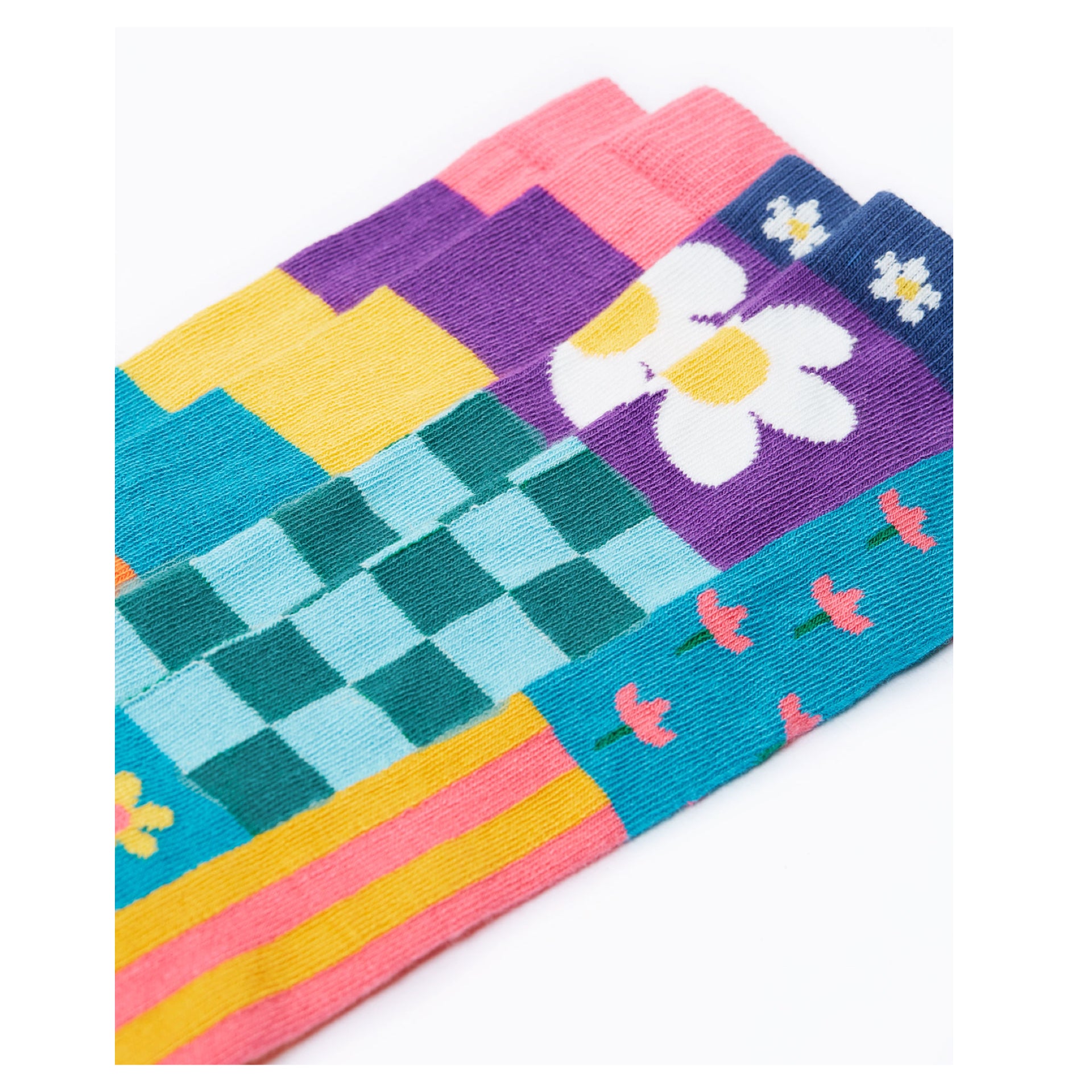 Frugi Hygge Knee High Socks Patchwork (2 Pack)