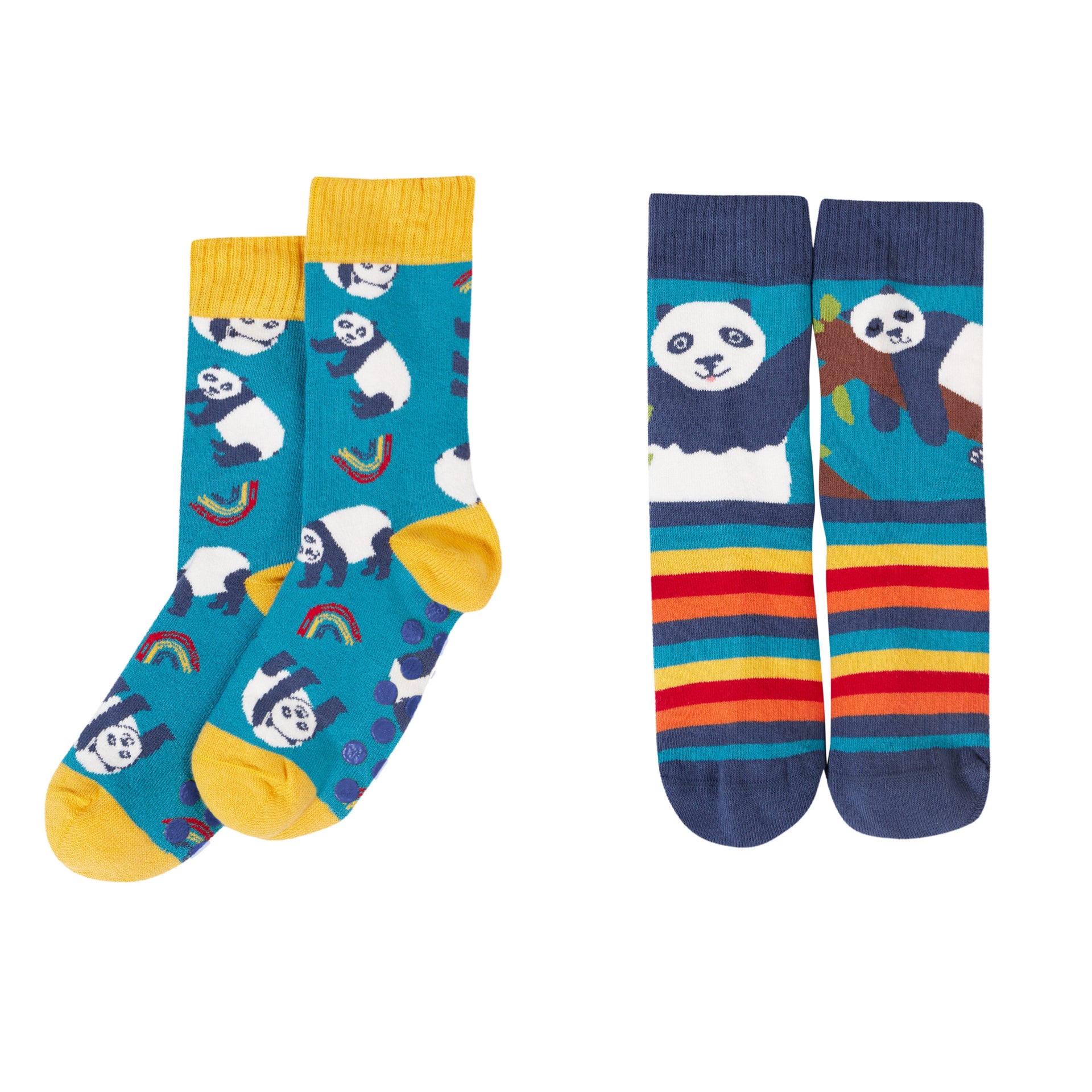 Frugi Great Grippy Sock 2 Pack Panda Play Multipack