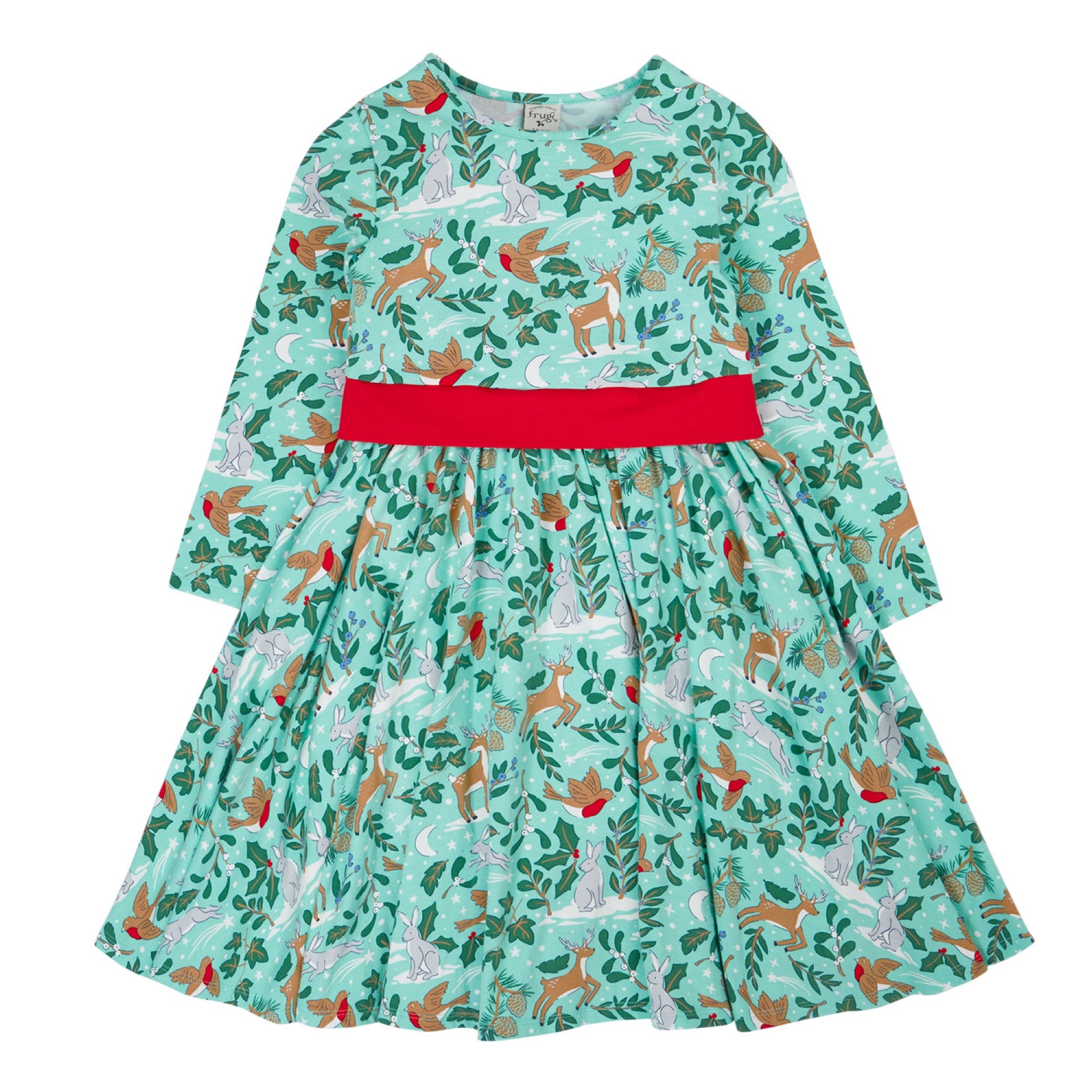 Frugi Party Skater Dress Festive Forest