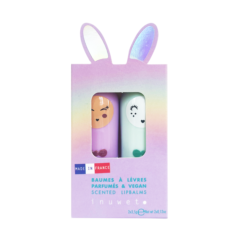 INUWET Bunny Lip Balm Helene Duo Gift Set - Apple & Marshmallow