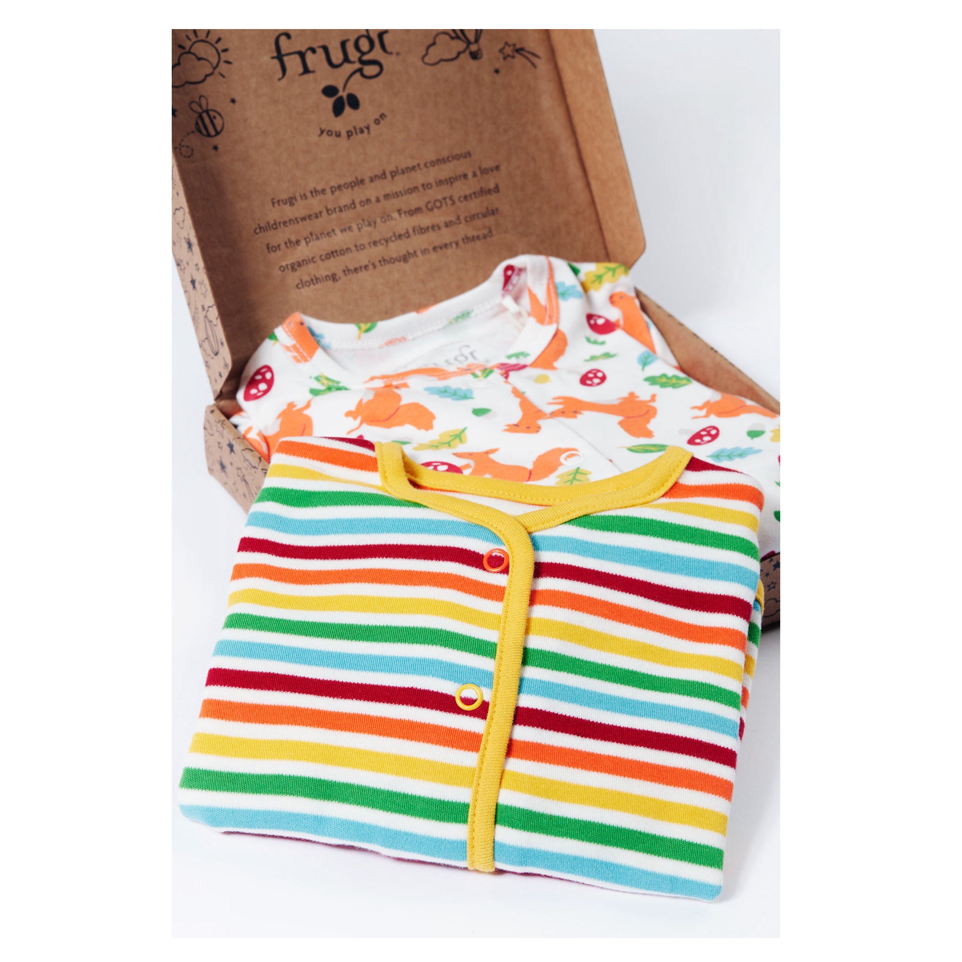 Frugi Scrumptious Babygrow Gift Set Squirrel Friends
