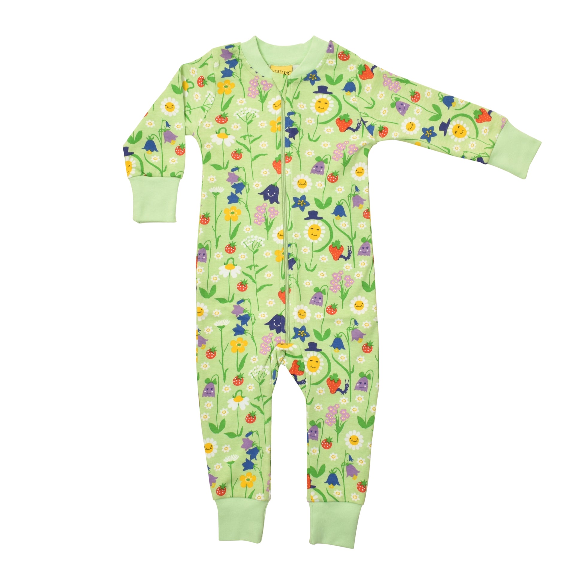 DUNS Sweden Zipsuit Happy Flower Patina Green