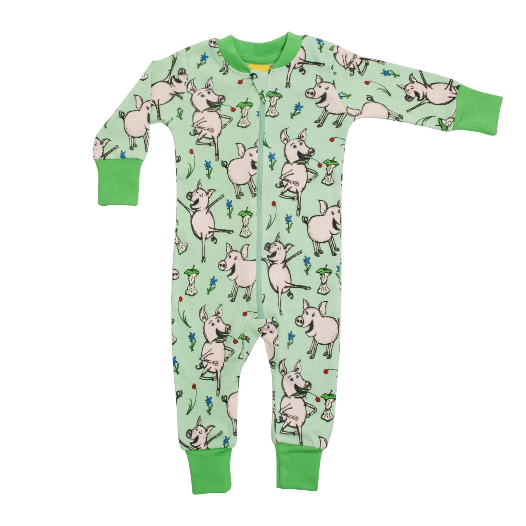 DUNS Sweden Zipsuit Dancing Pigs Green