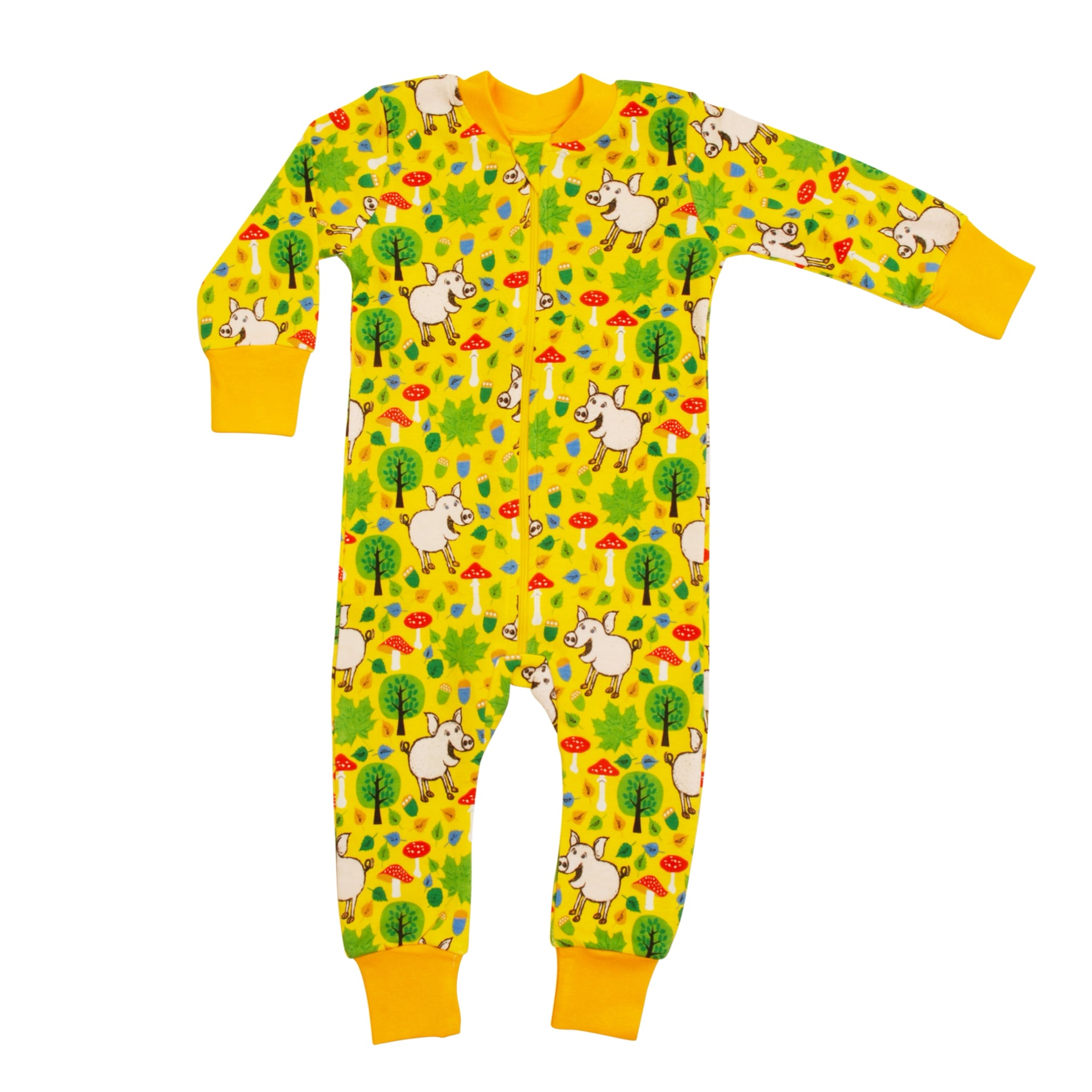 DUNS Sweden Zipsuit Pigs & Acorns Lemon Chrome