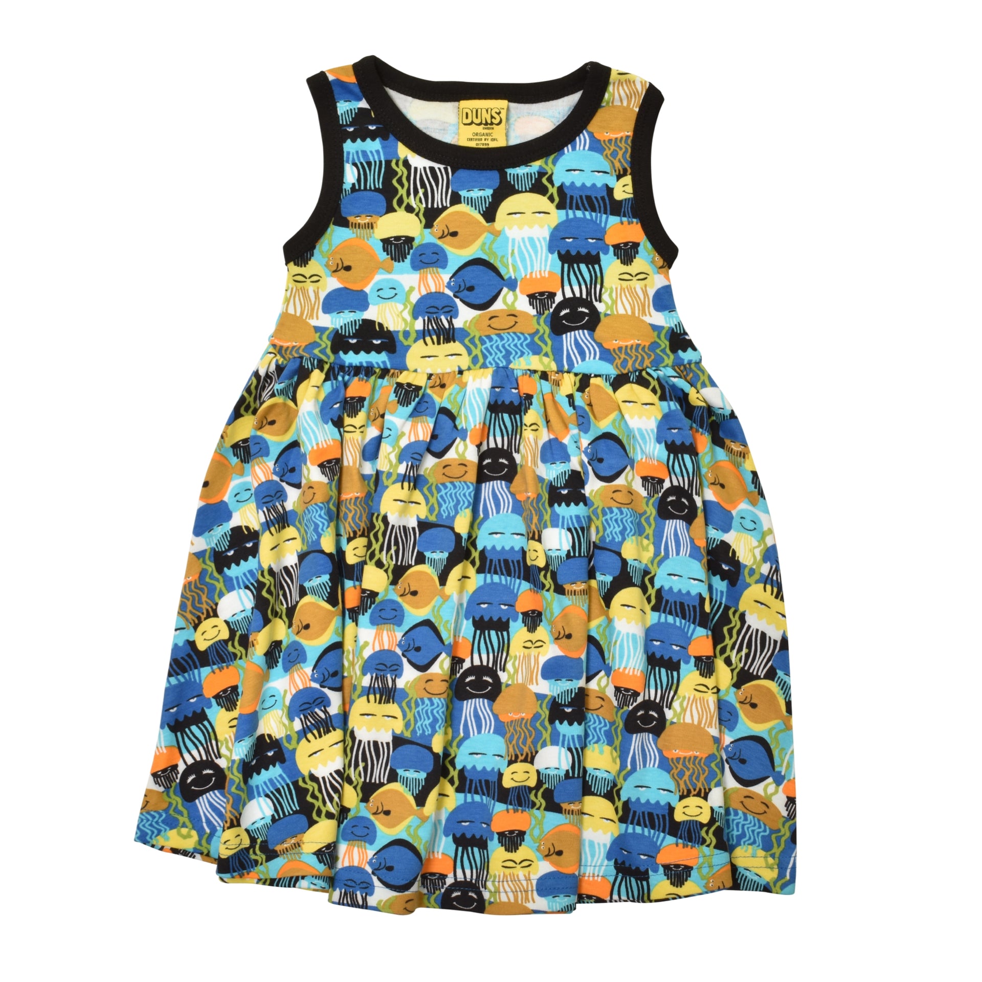 DUNS Sweden Dress Twirly Sleeveless Jellyfish Black