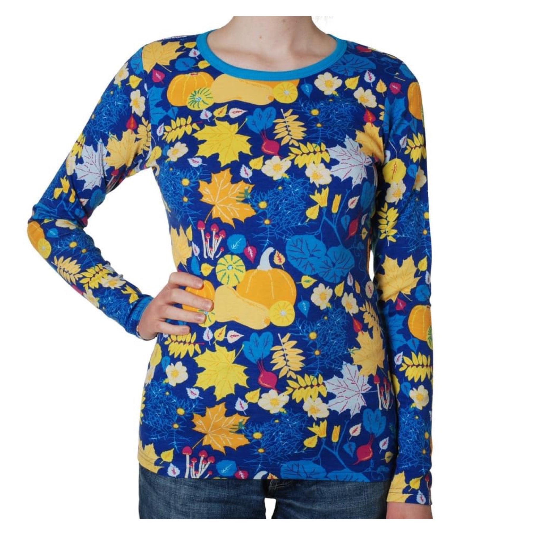 DUNS Sweden Top LS Fall Flowers Blue (Adults)