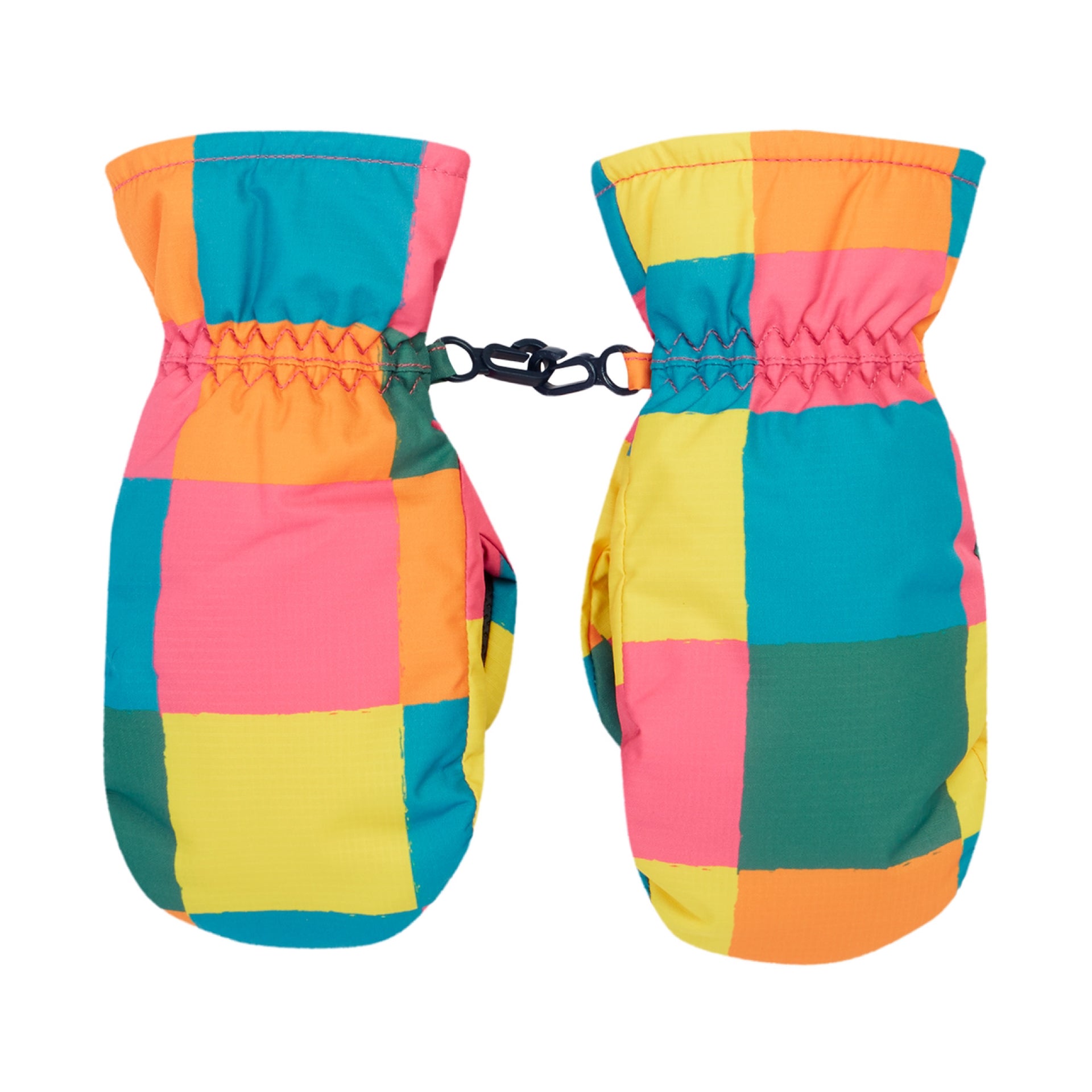 Frugi Snow & Ski Mittens Rainbow Check