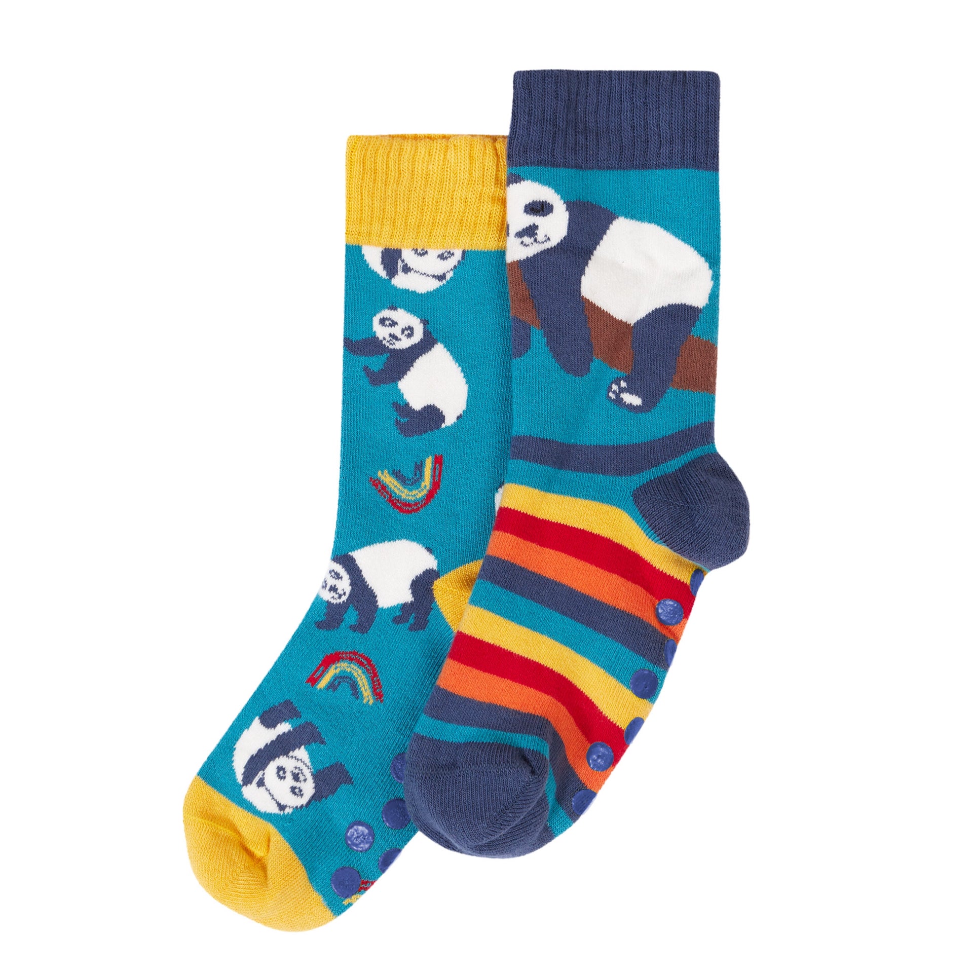 Frugi Great Grippy Sock 2 Pack Panda Play Multipack