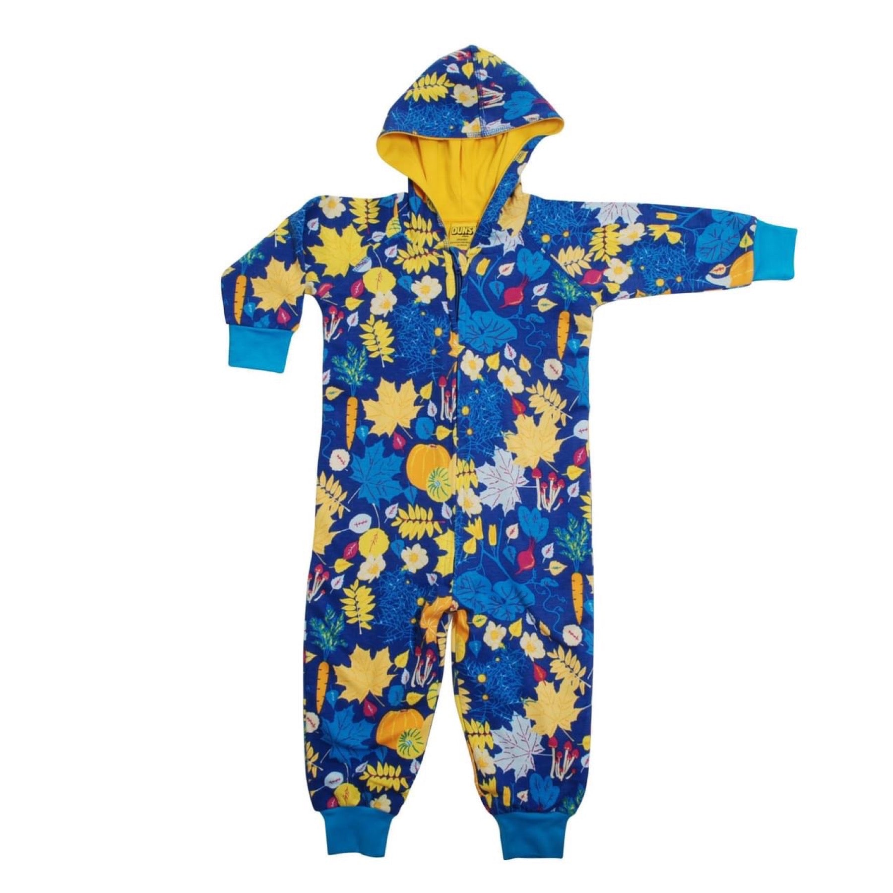 DUNS Sweden Lined Suit with Hood Fall Flowers Blue