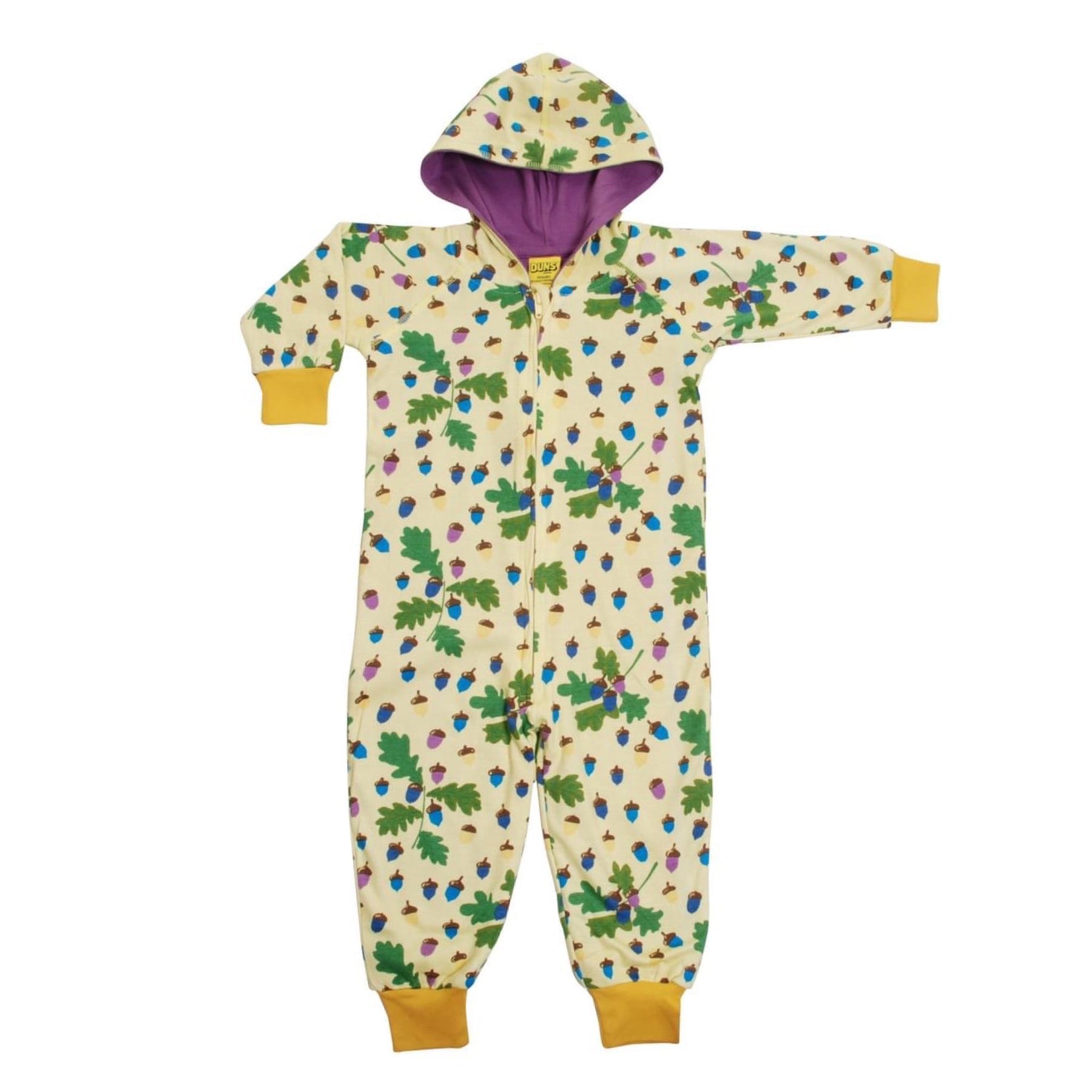 DUNS Sweden Lined Suit with Hood Acorns Yellow