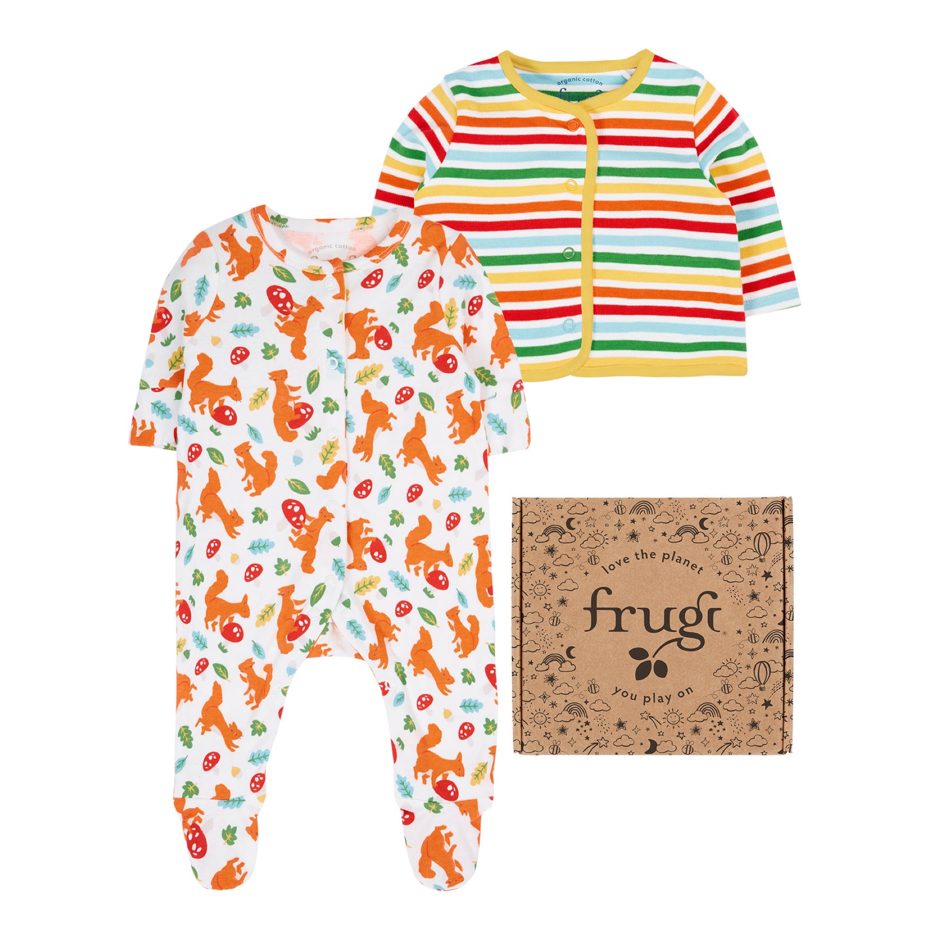 Frugi Scrumptious Babygrow Gift Set Squirrel Friends