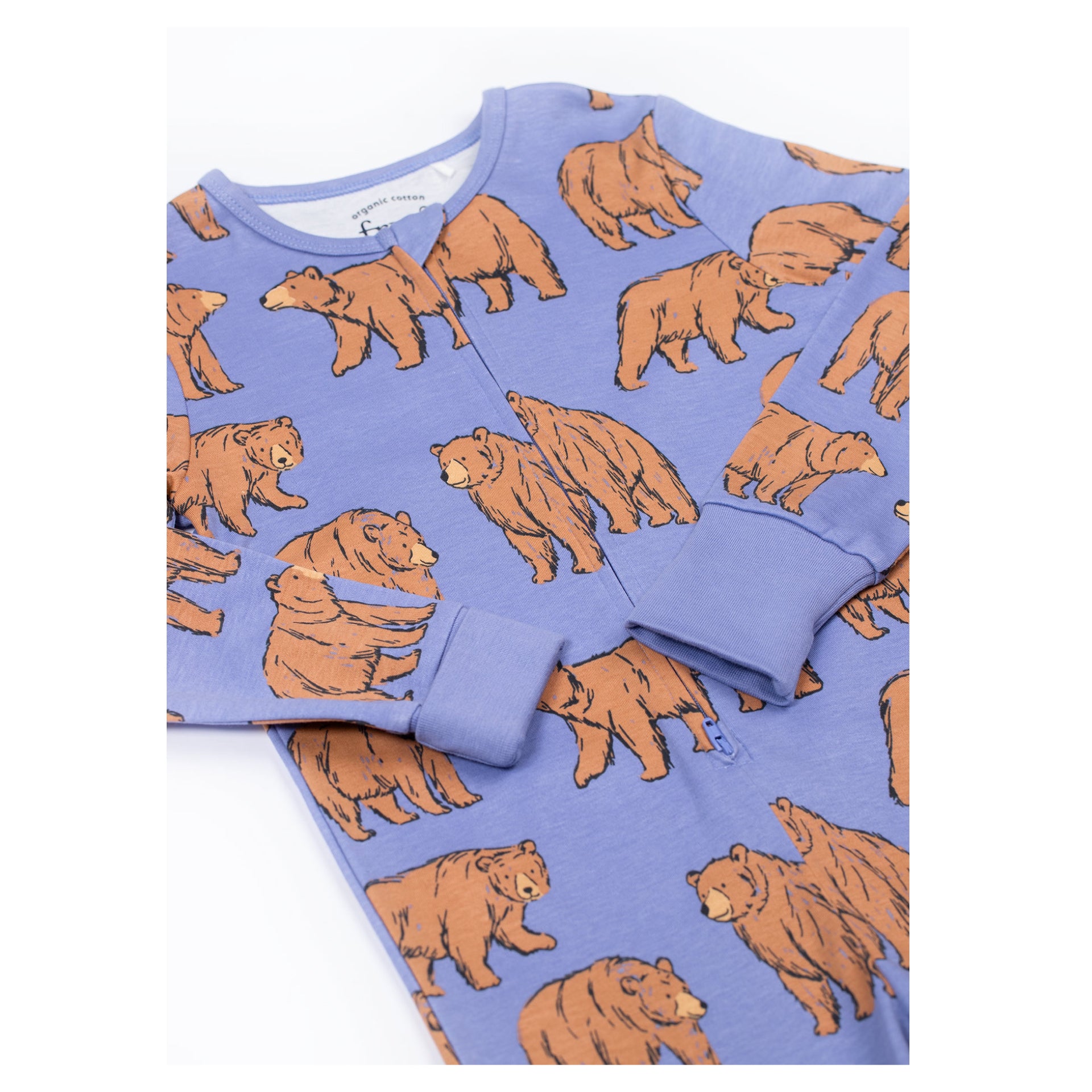 Frugi Zelah Zip Up All In One Grape Beary Wild