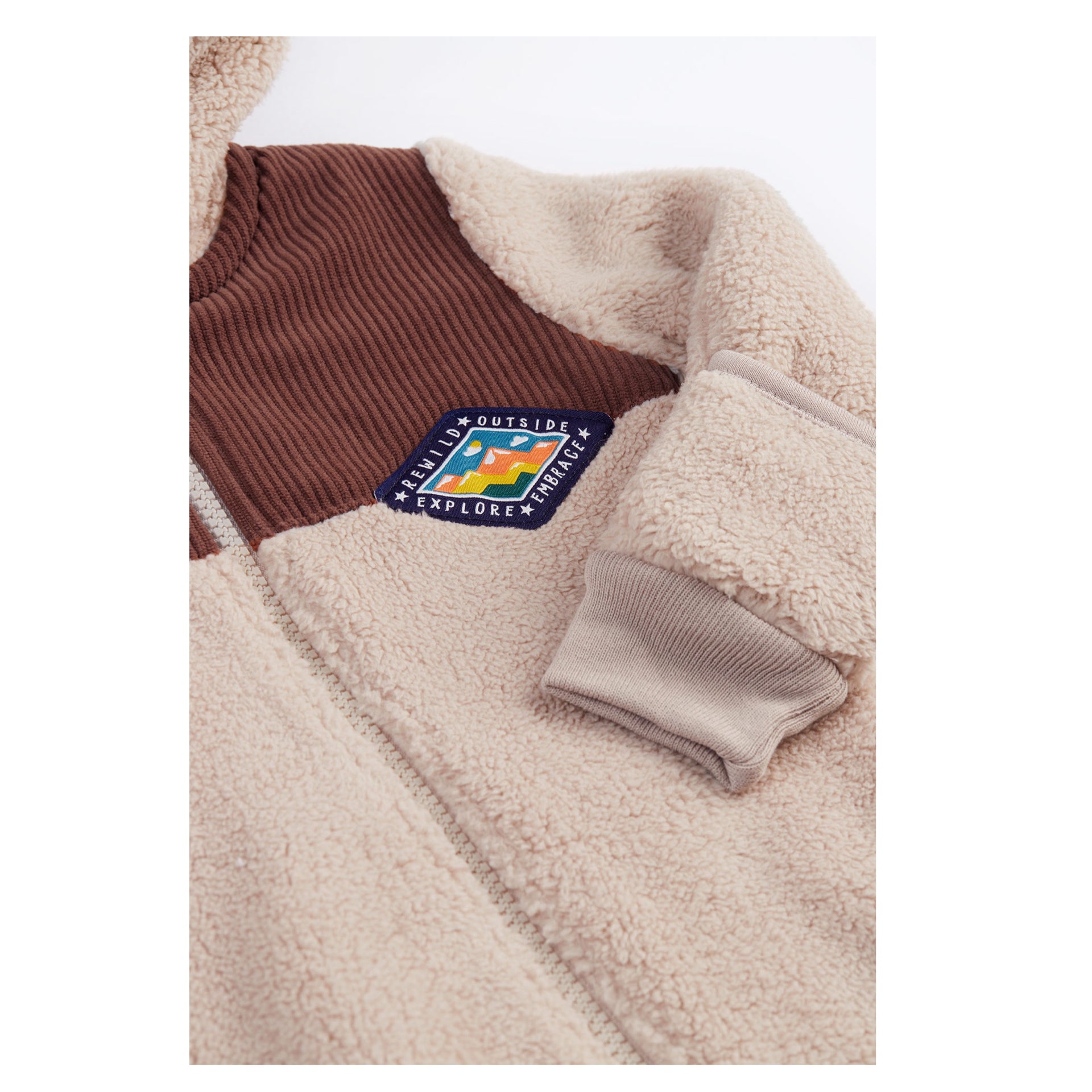 Frugi Cord Ted Snuggle Suit Twig/Teddy Bear