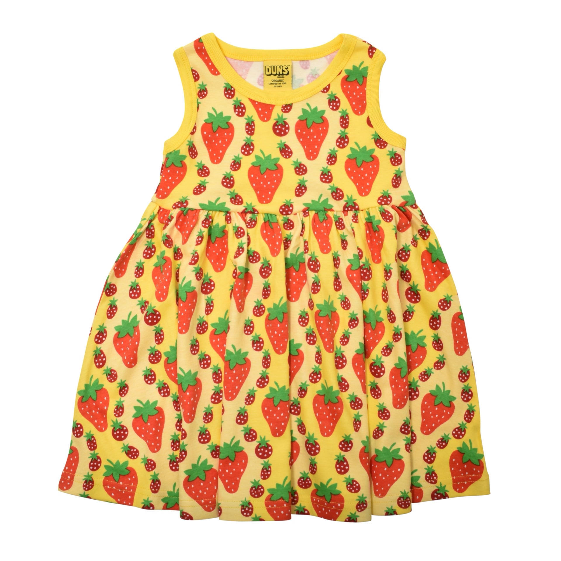 DUNS Sweden Dress Twirly Sleeveless Strawberries Yellow