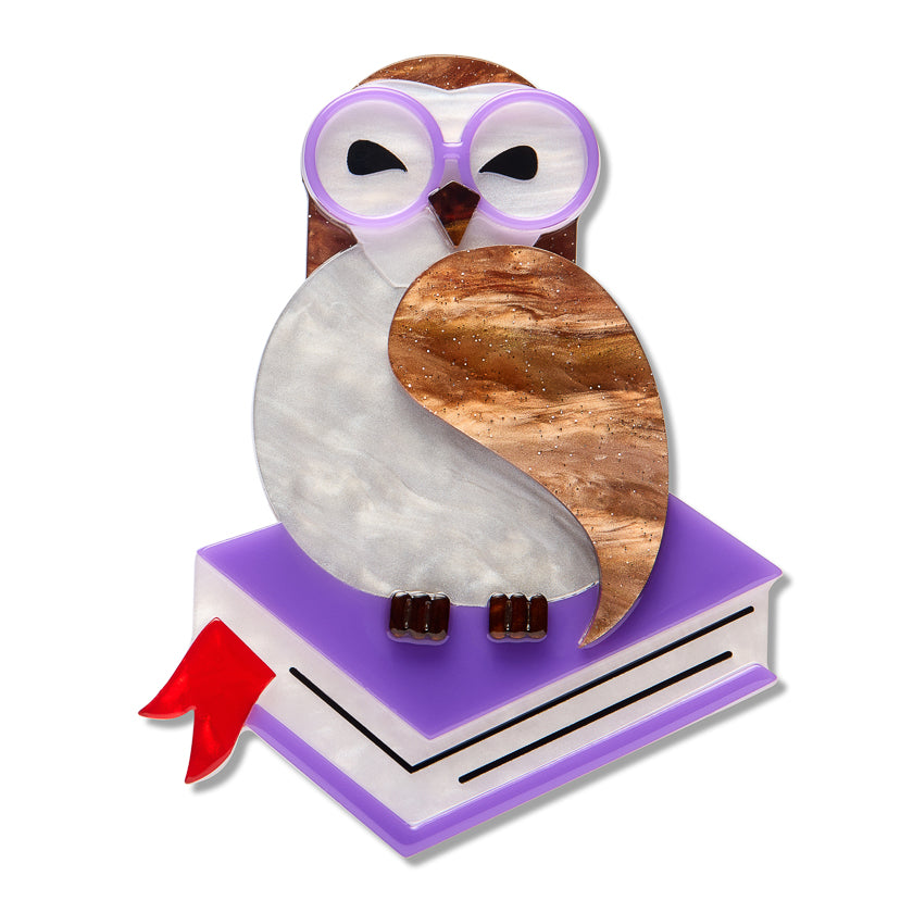 Erstwilder Studious Snow Owl Brooch