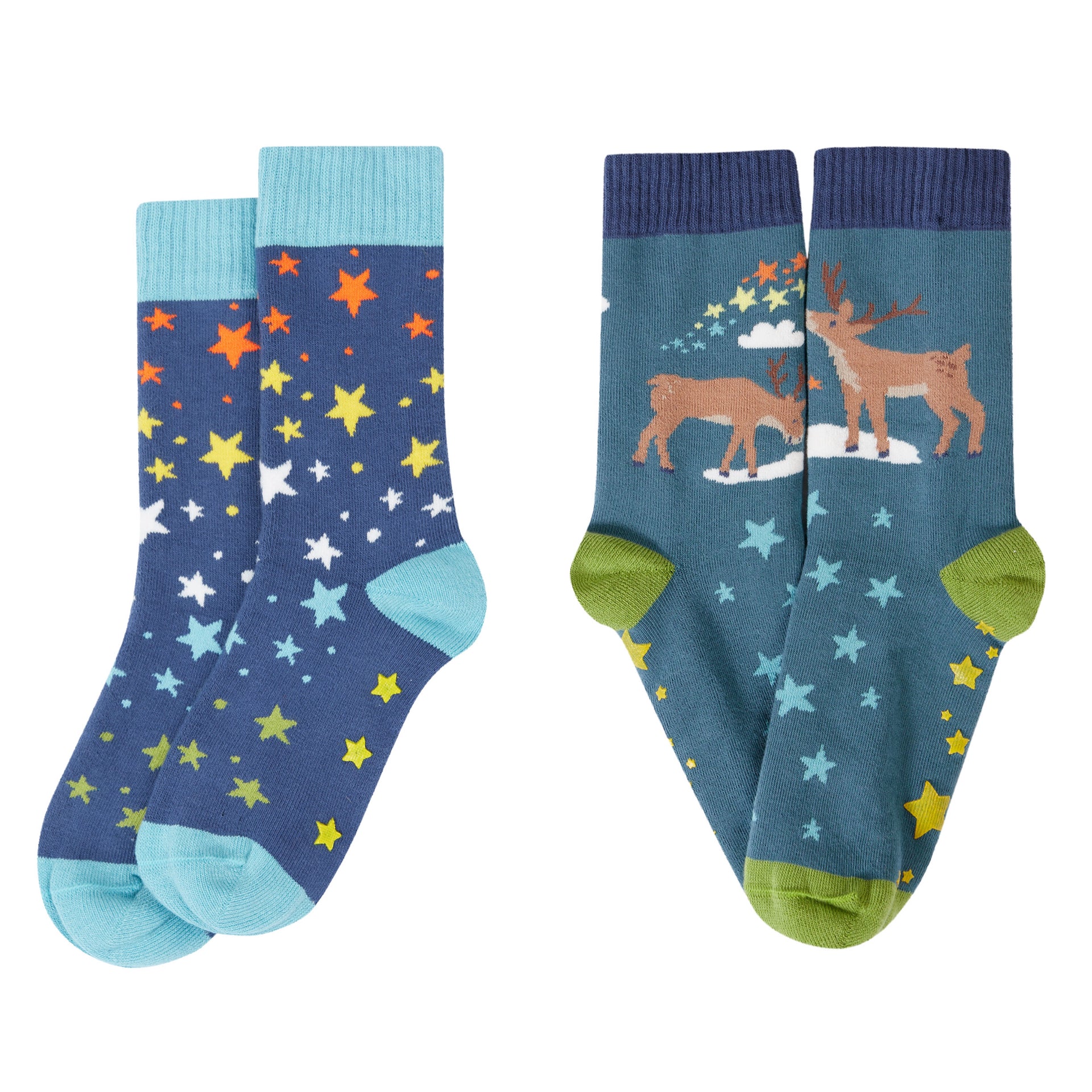 Frugi Great Grippy Sock 2 Pack Caribou Multipack