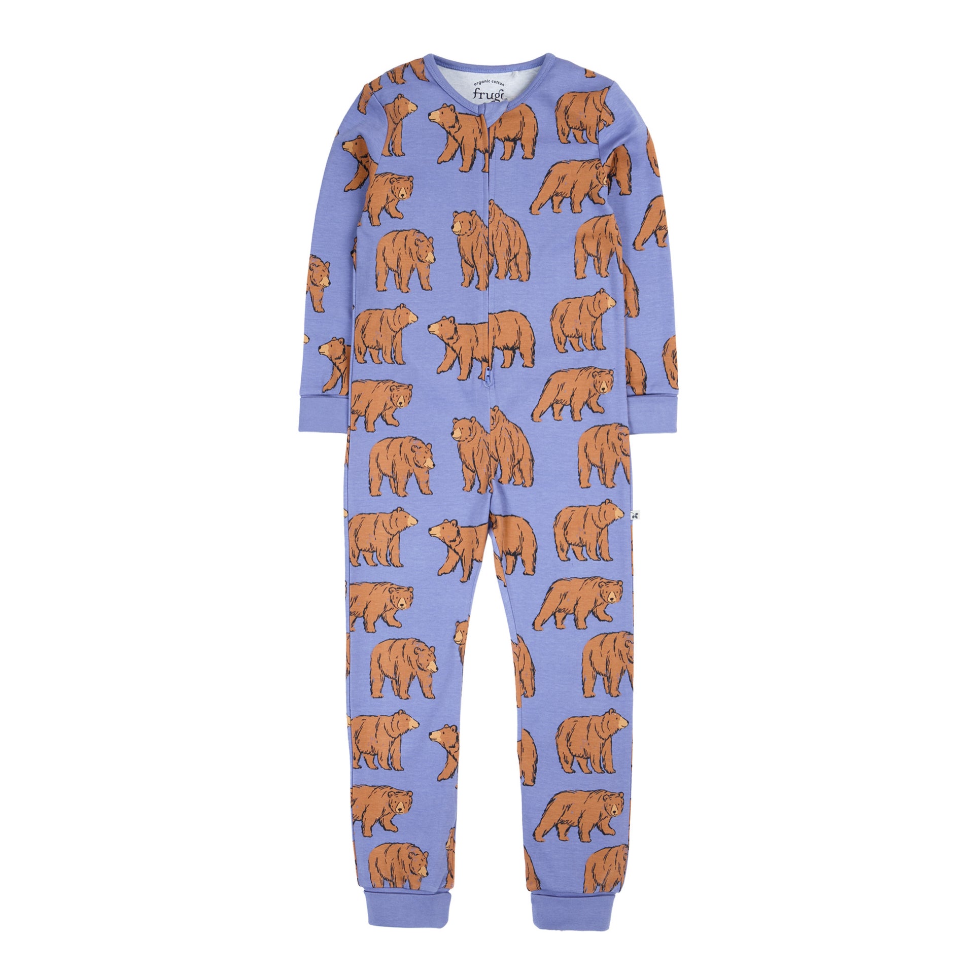 Frugi Zelah Zip Up All In One Grape Beary Wild