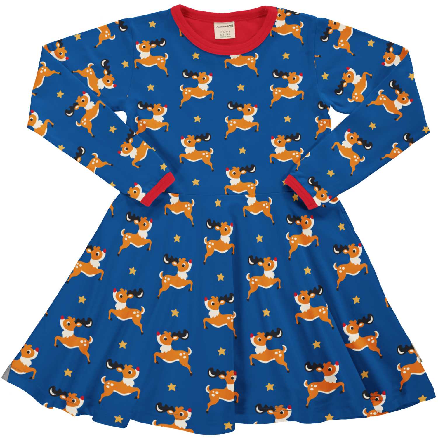 Maxomorra Dress Circle LS Reindeer