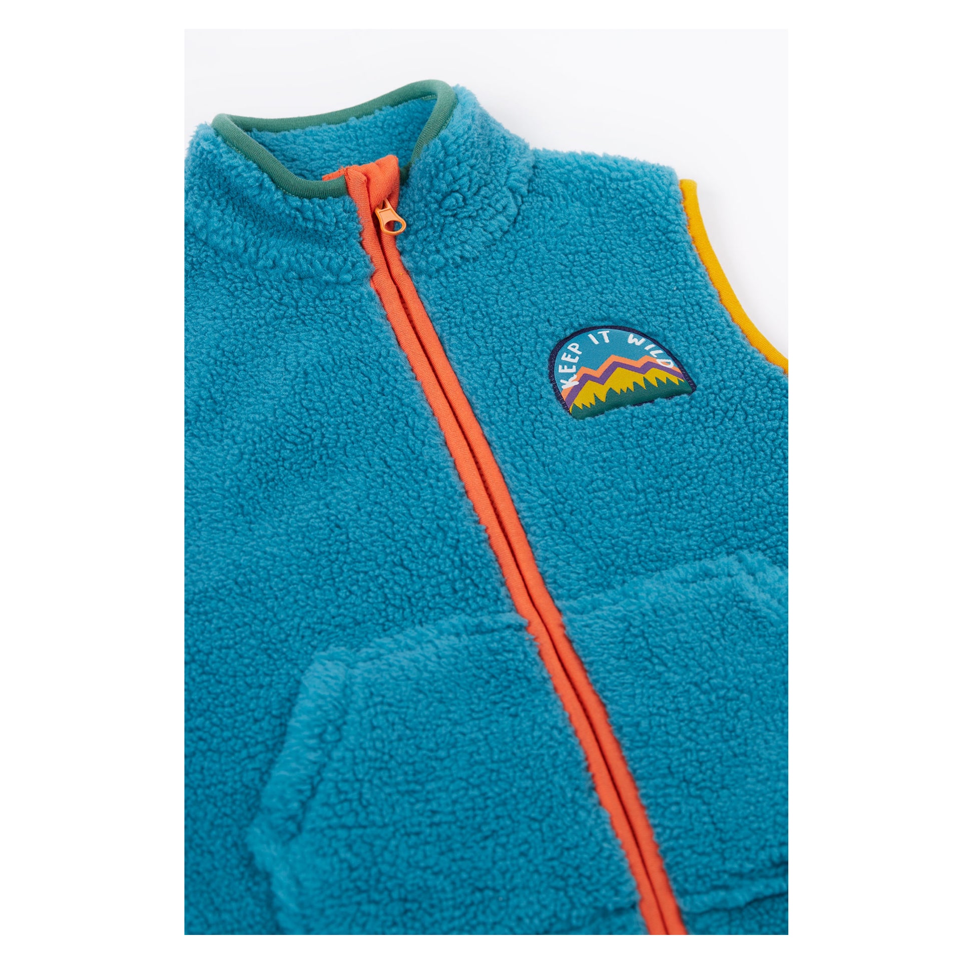 Frugi Bude Borg Gilet Boat Blue/Mushroom