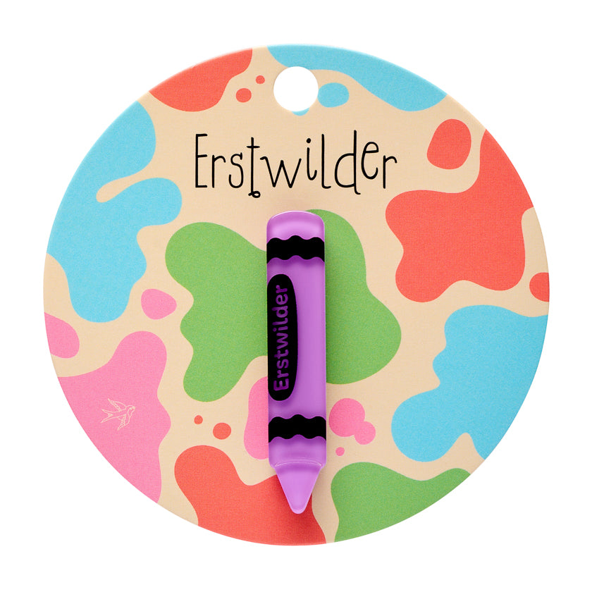 Erstwilder Crayon Purple Simplified Mini Brooch