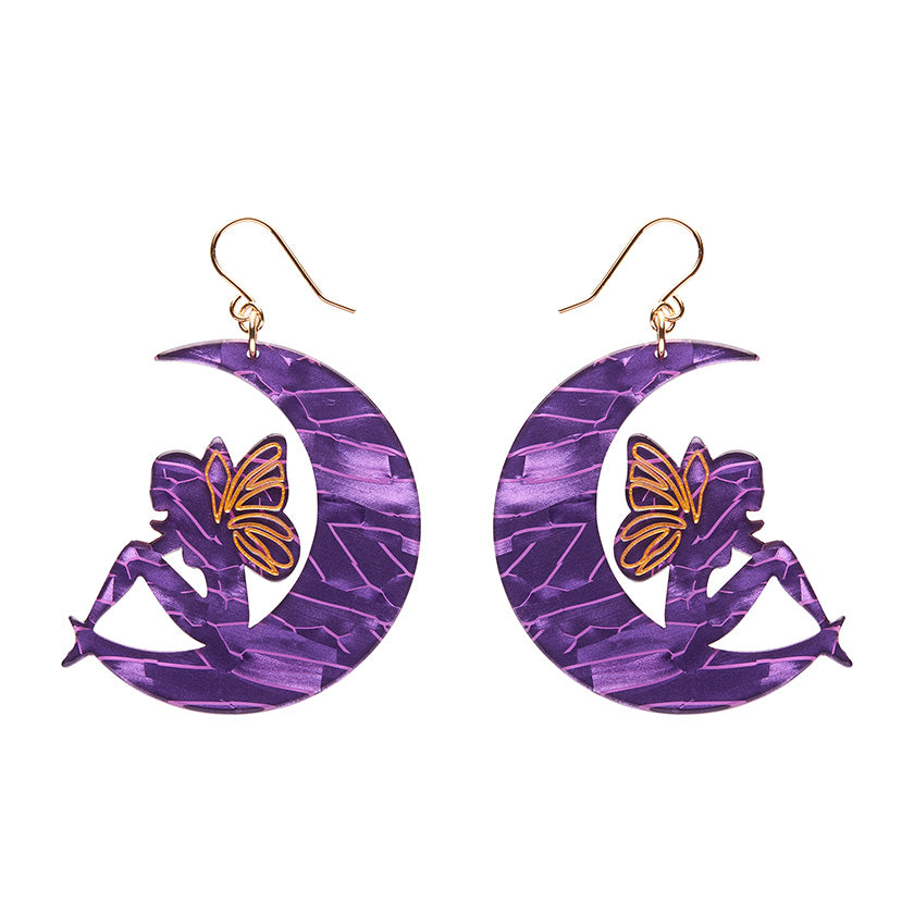 Erstwilder Fairy Moon Purple Essential Drop Earrings