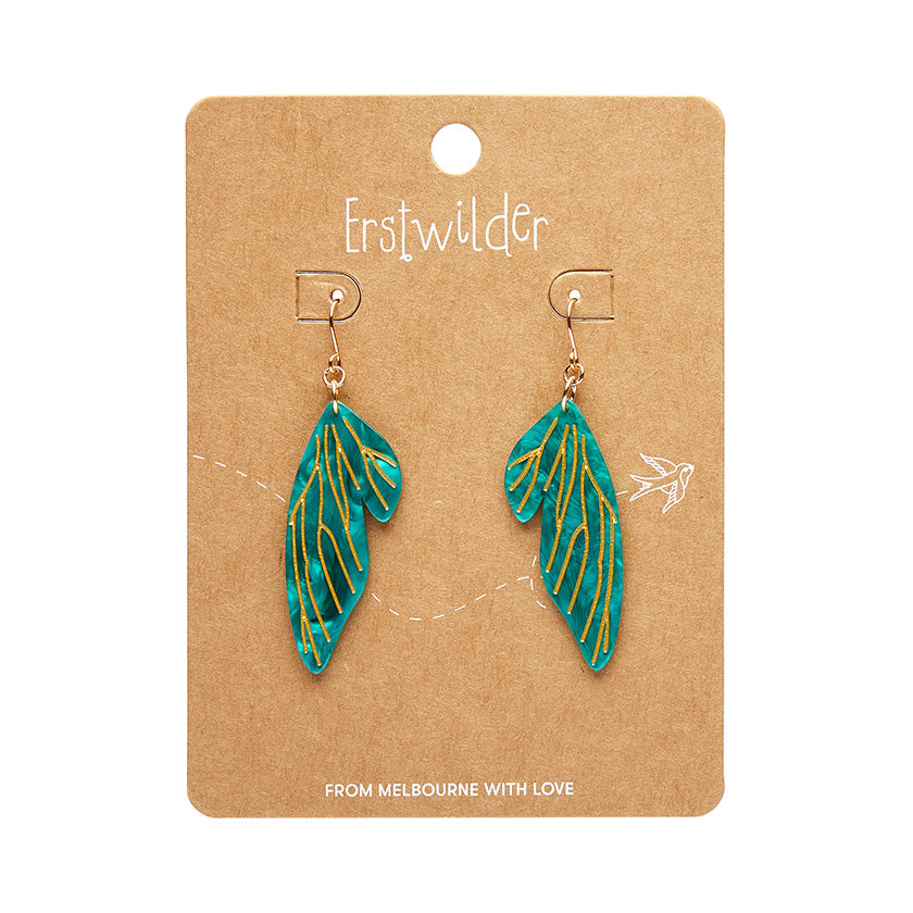 Erstwilder Fairy Wings Mint Essential Drop Earrings