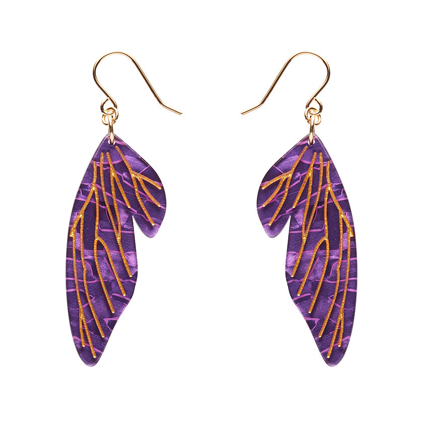 Erstwilder Fairy Wings Purple Essential Drop Earrings