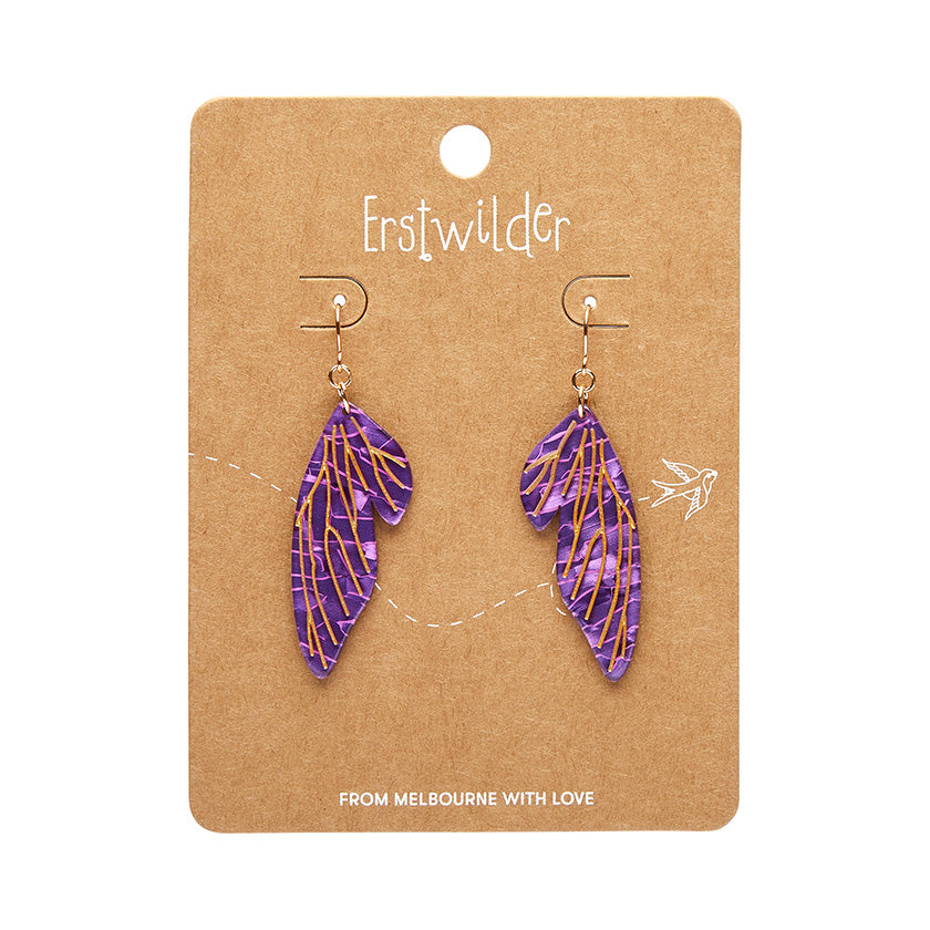 Erstwilder Fairy Wings Purple Essential Drop Earrings