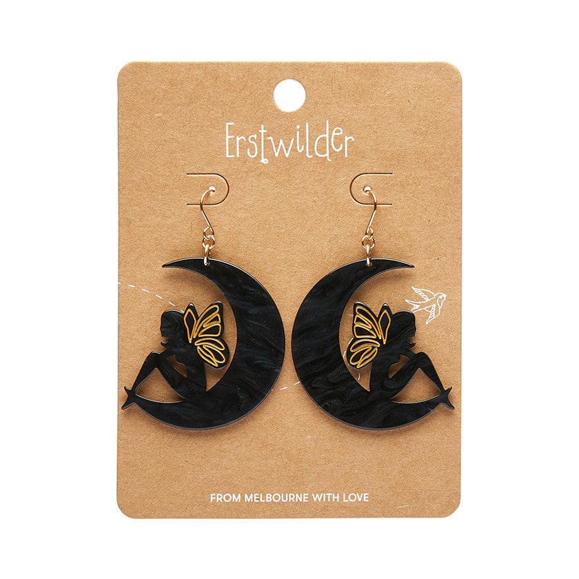 Erstwilder Fairy Moon Black Essential Drop Earrings