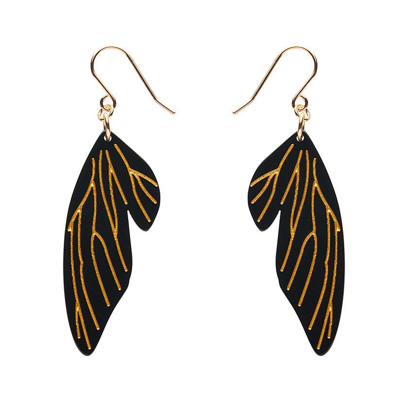 Erstwilder Fairy Wings Black Essential Drop Earrings