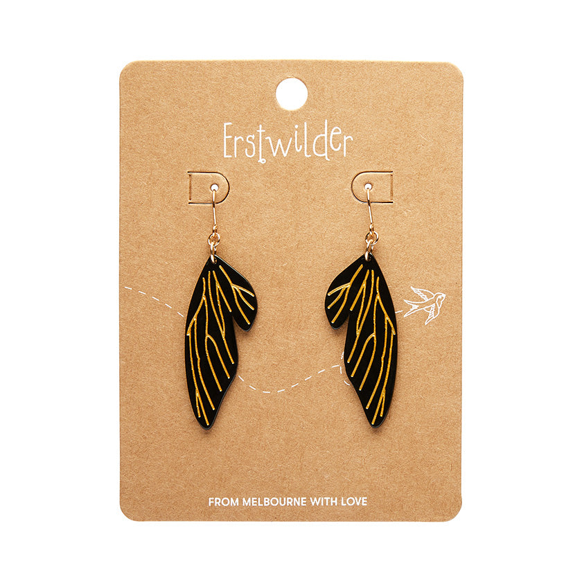 Erstwilder Fairy Wings Black Essential Drop Earrings