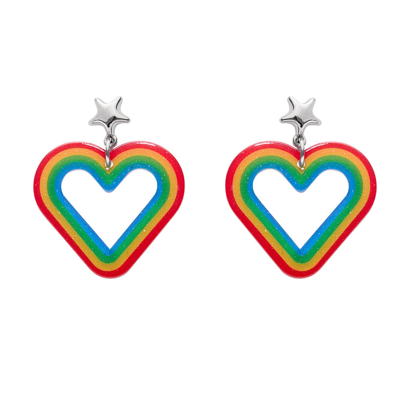 Erstwilder Heart Rainbow Stud Drop Earrings