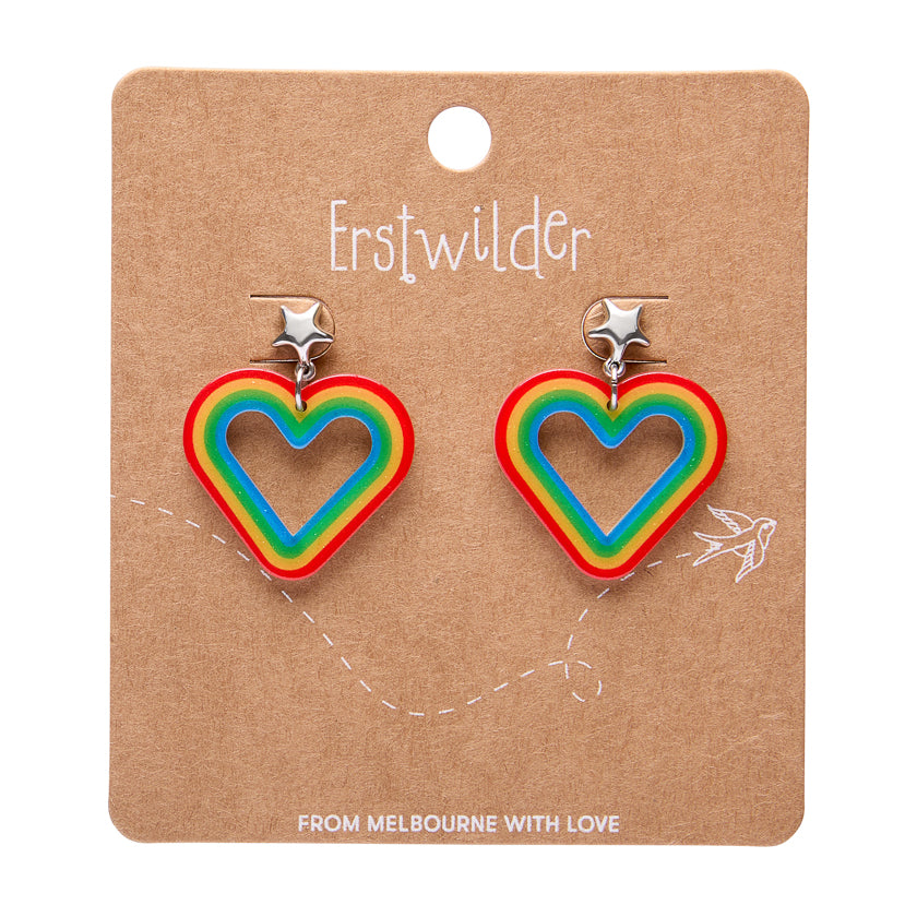 Erstwilder Heart Rainbow Stud Drop Earrings