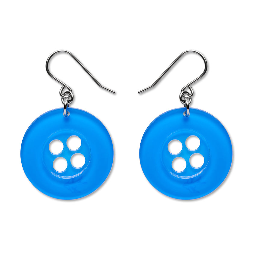 Erstwilder Button Blue Drop Earrings