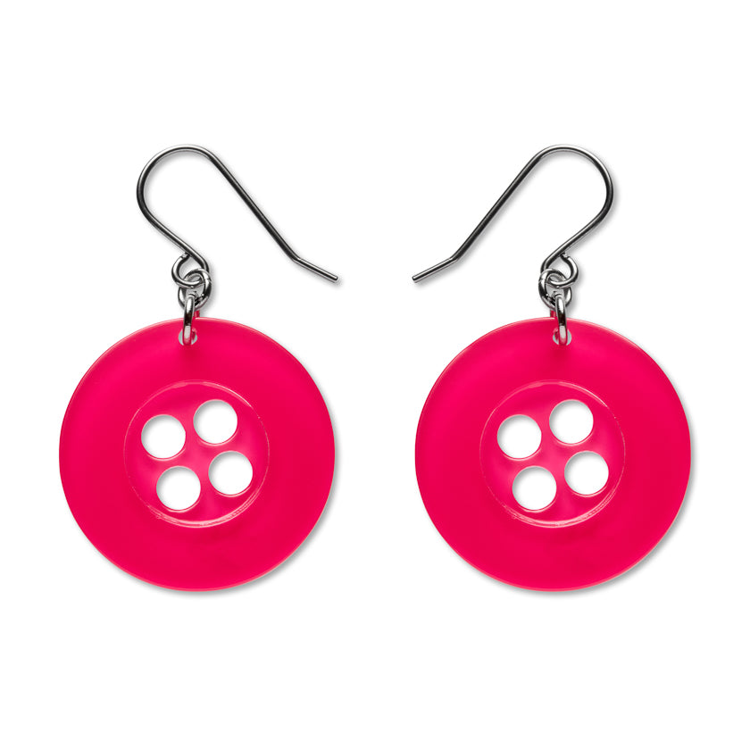 Erstwilder Button Pink Drop Earrings