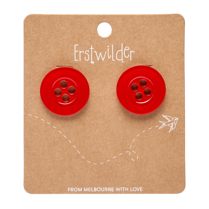 Erstwilder Button Red Stud Earrings