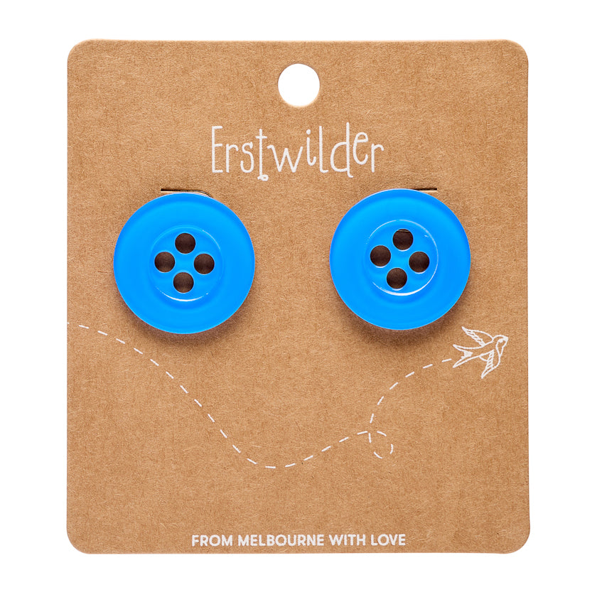 Erstwilder Button Blue Stud Earrings
