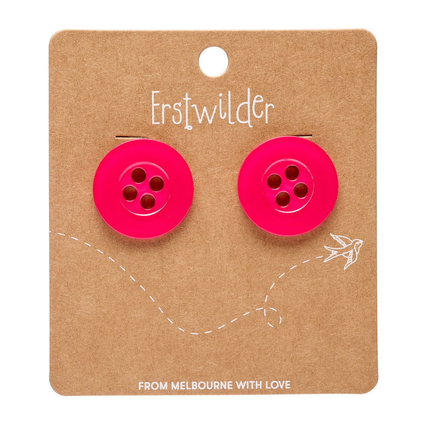 Erstwilder Button Pink Stud Earrings