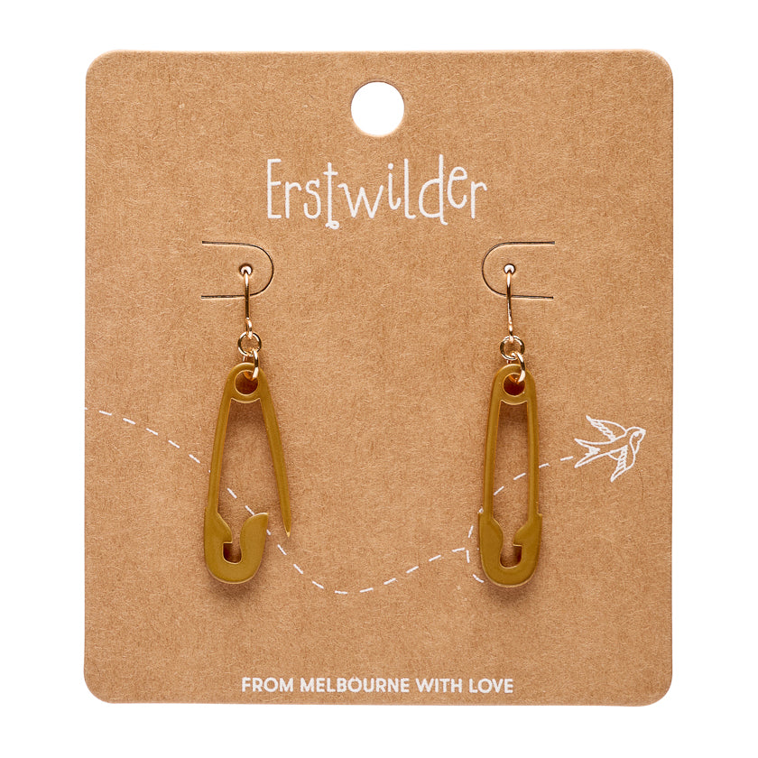 Erstwilder Safety Pin Gold Drop Earrings