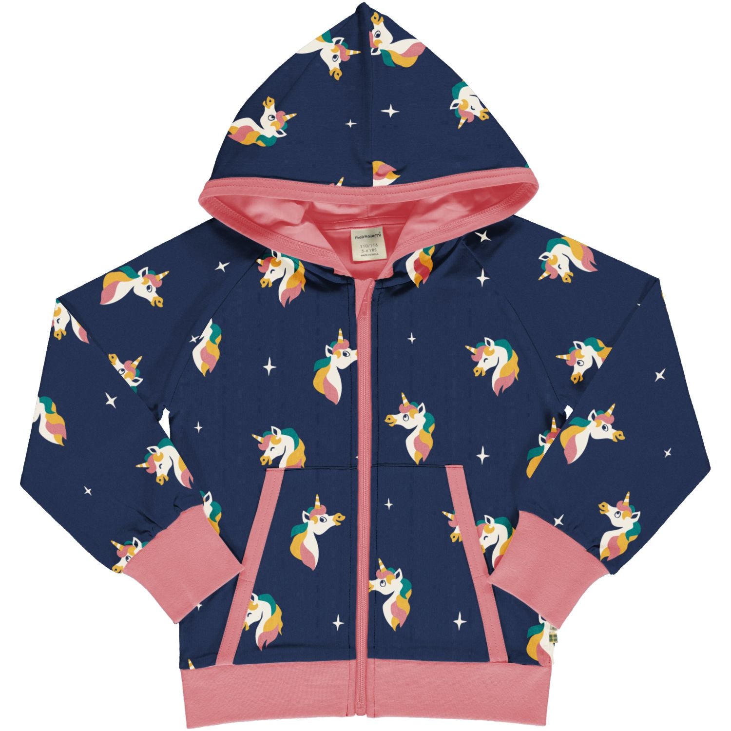 Maxomorra Hoodie Zipper Lined Unicorn