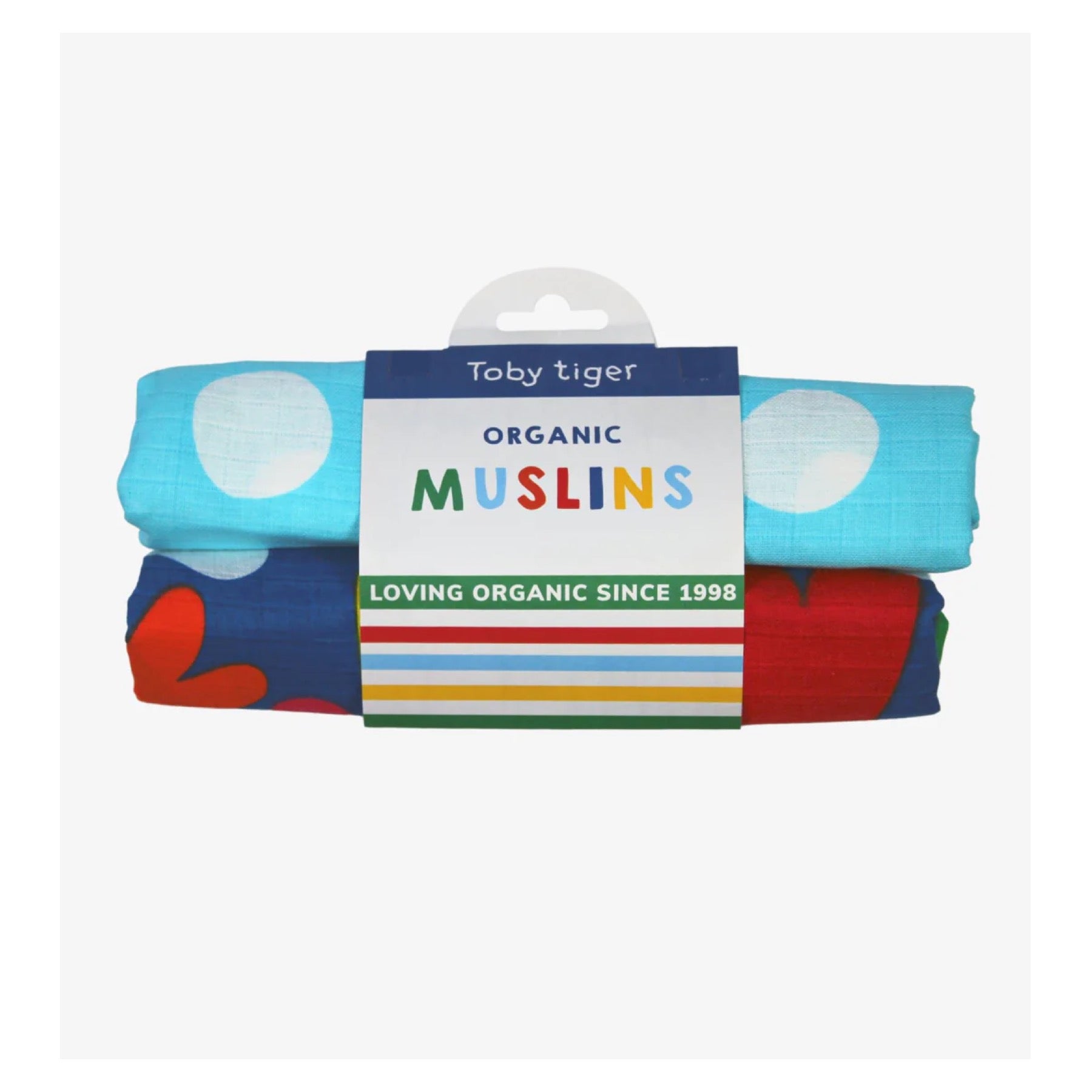 Toby Tiger Muslins (2 Pack) Heart