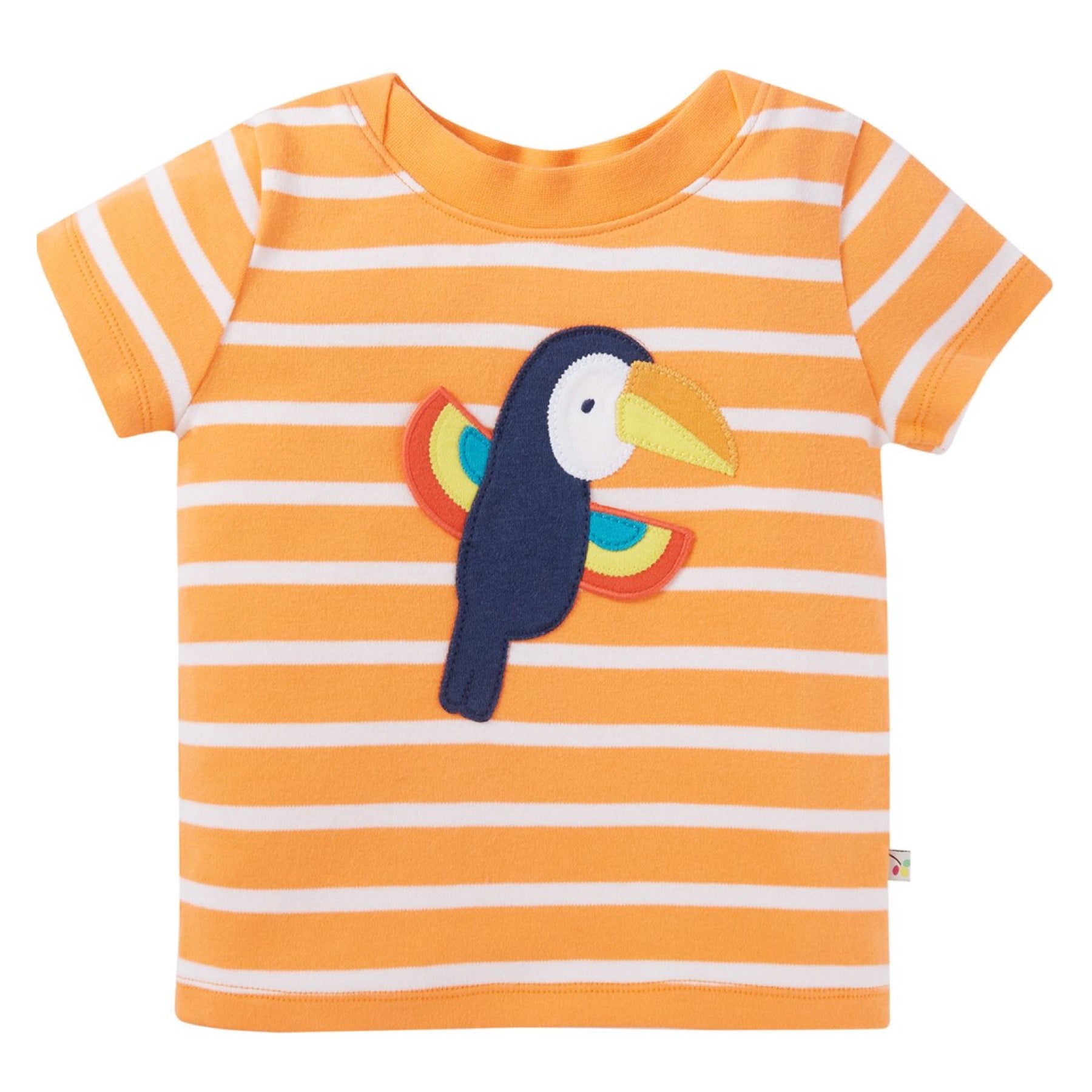 Frugi Easy On Interactive T-shirt Tangerine Breton/Toucan