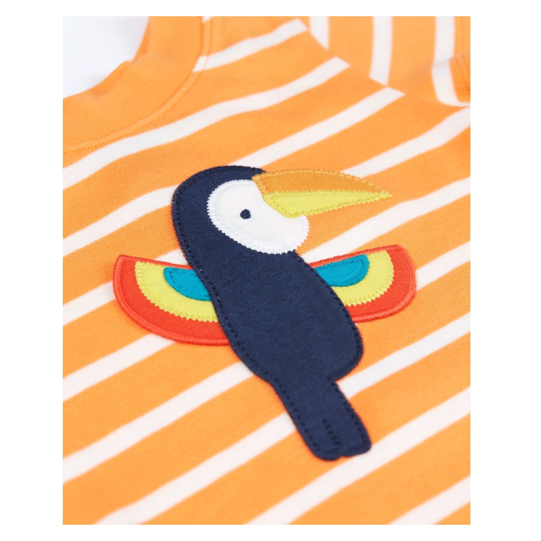 Frugi Easy On Interactive T-shirt Tangerine Breton/Toucan