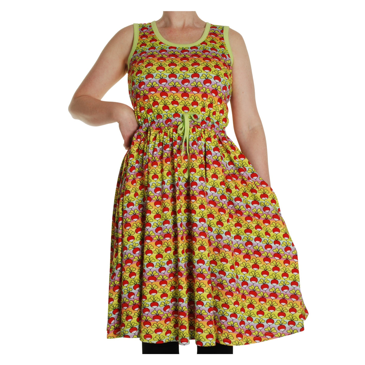 Adult's Radish - Stripe Long Sleeve Dress With Gathered Skirt