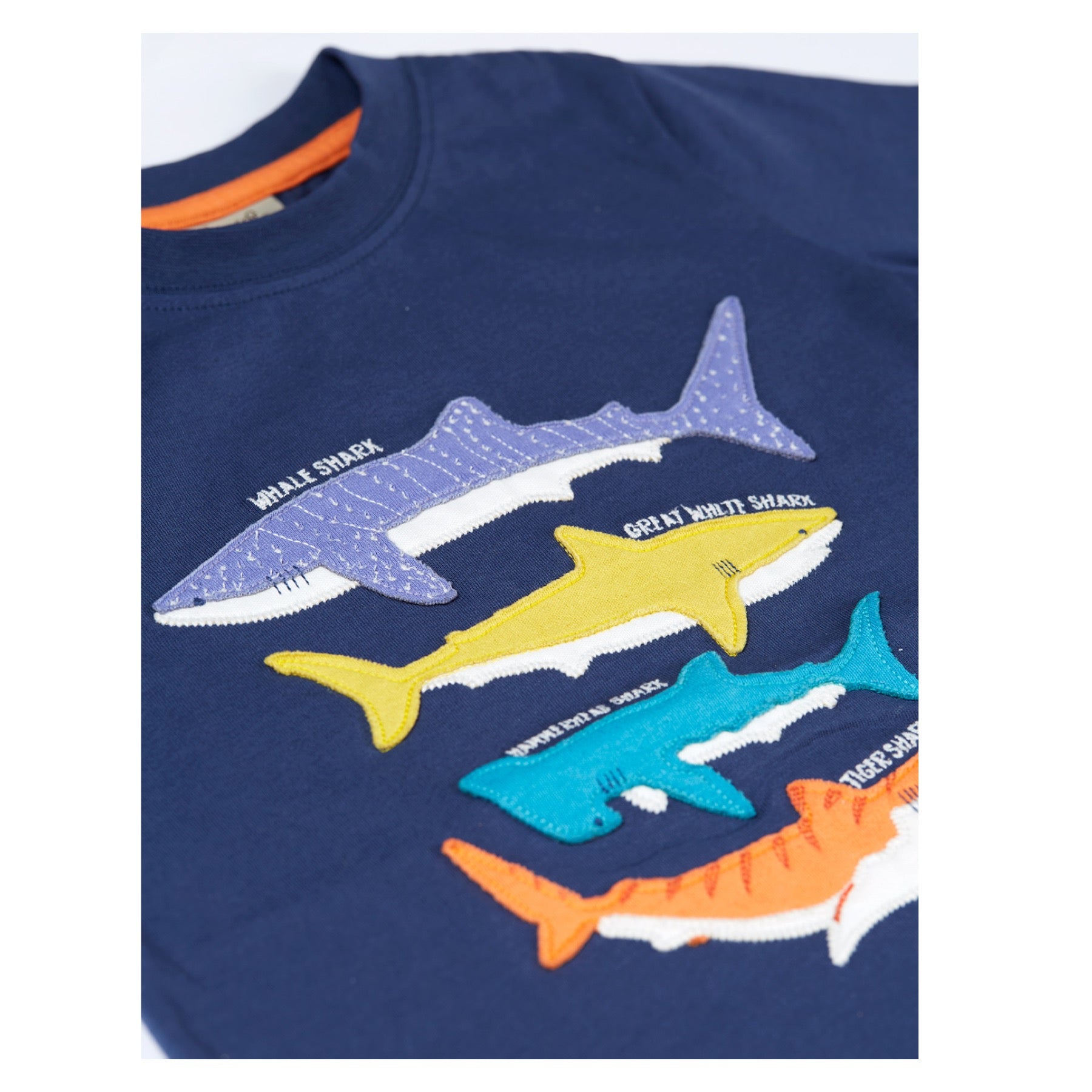 Frugi Avery Applique T-shirt Navy Blue/Sharks