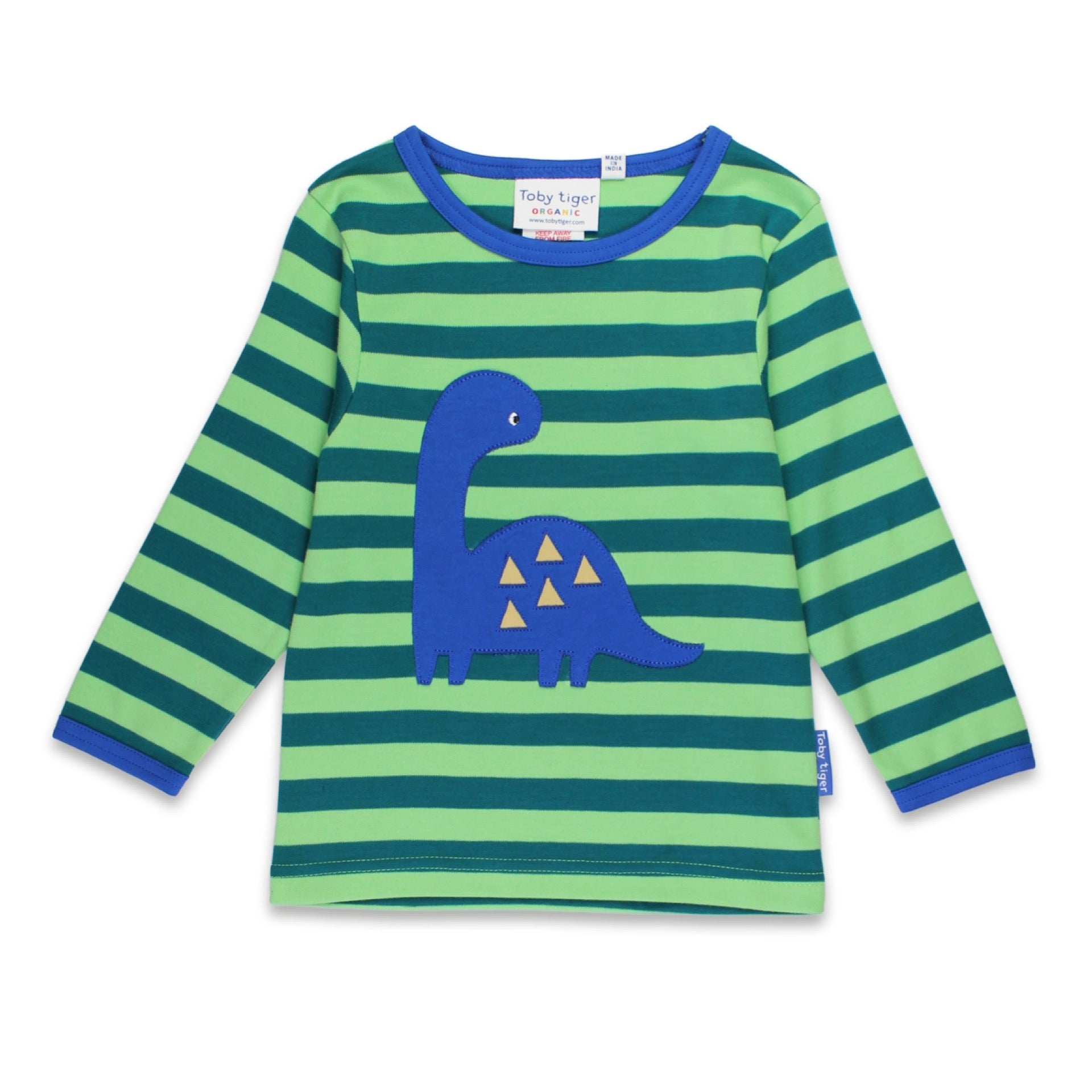 Toby Tiger T-Shirt LS Green Dinosaur Applique